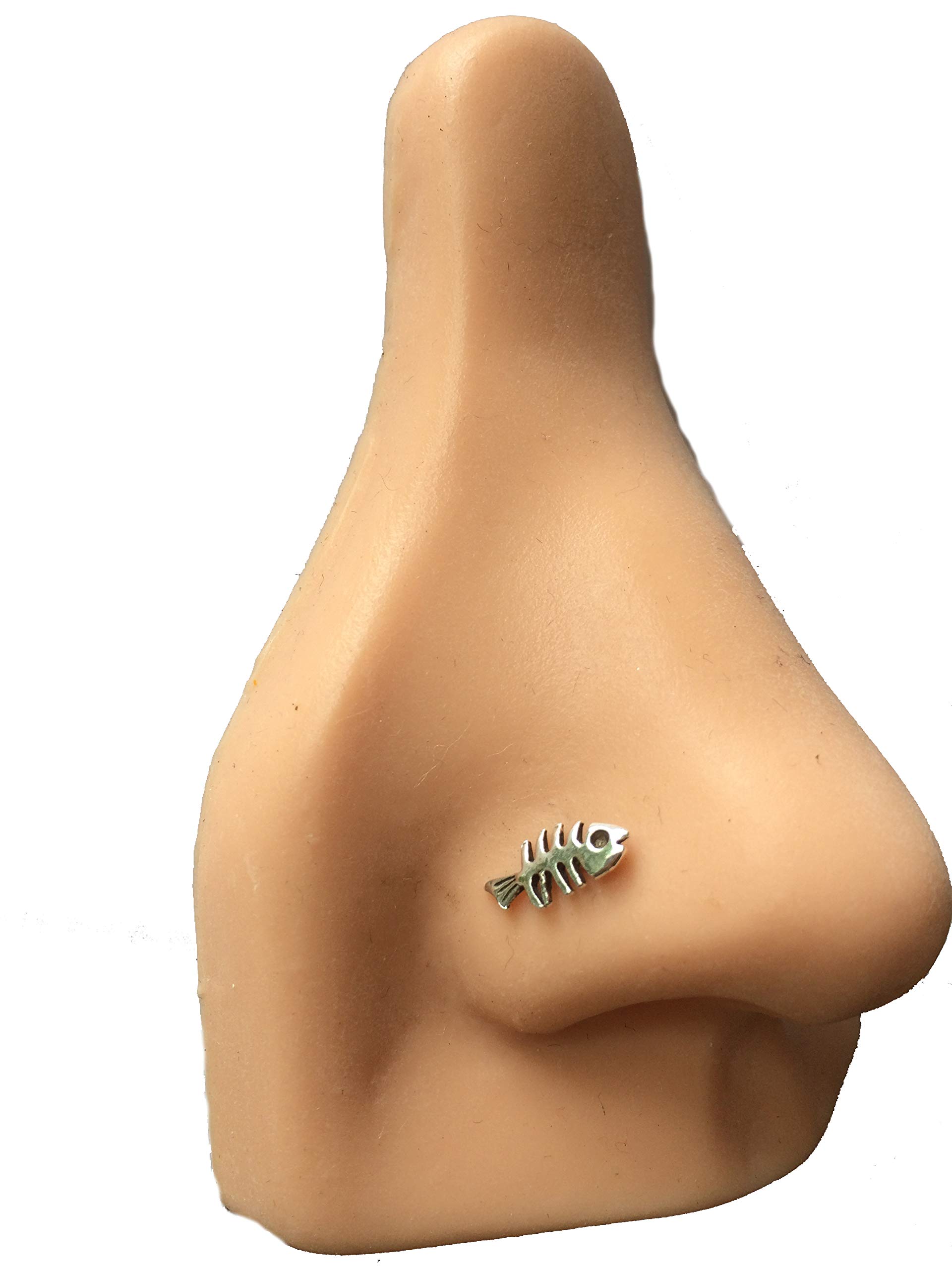 Mini Fishbone Sterling Silver Nose Stud - Hypoallergenic Nose Screw Piercing Jewelry for Women & Men | Perfect for Everyday Wear, Parties & Self-Expression