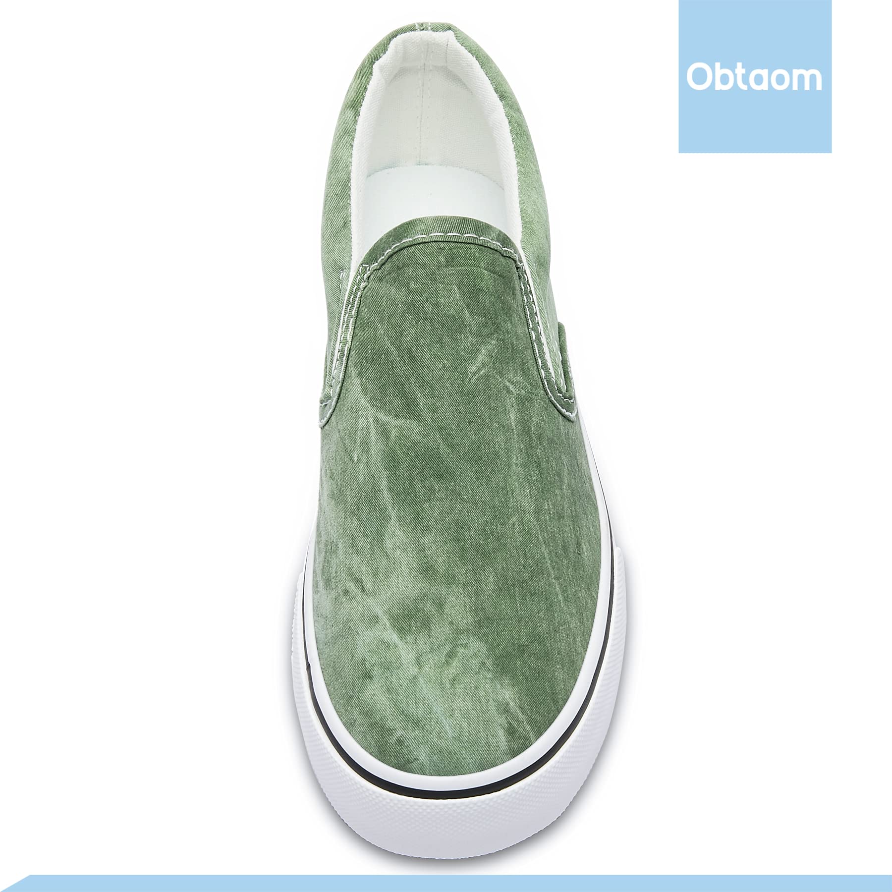 Obtaom Women's White Sneakers & Black Slip-On Shoes - Low Top Canvas Loafers for Casual Wear, Walking & Everyday Comfort