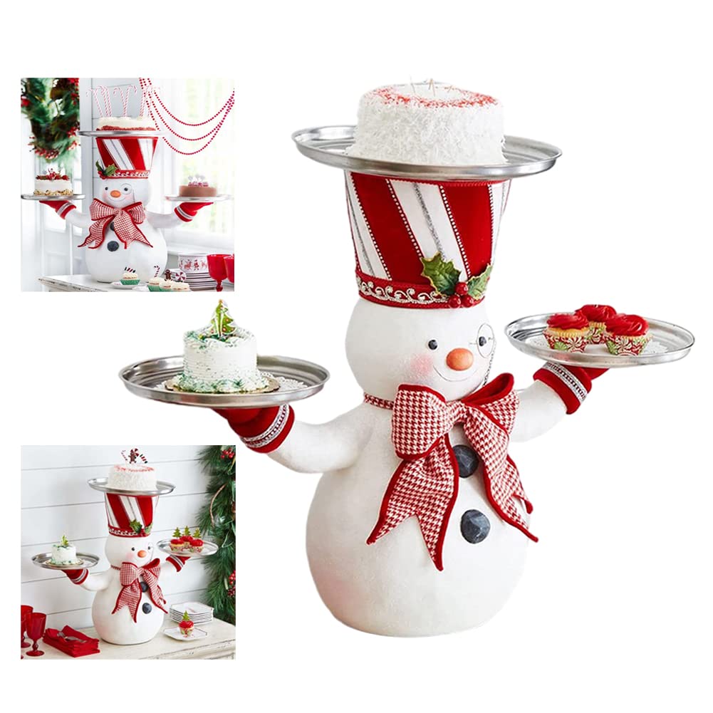 Christmas Snowman Treats Holder - Santa Butler with Tray, Resin Snowman Figure Snack Plate for Holiday Parties, Xmas Decorations (Size) - Perfect for Christmas Table Centerpiece, Gift Exchange & Festive Home Decor