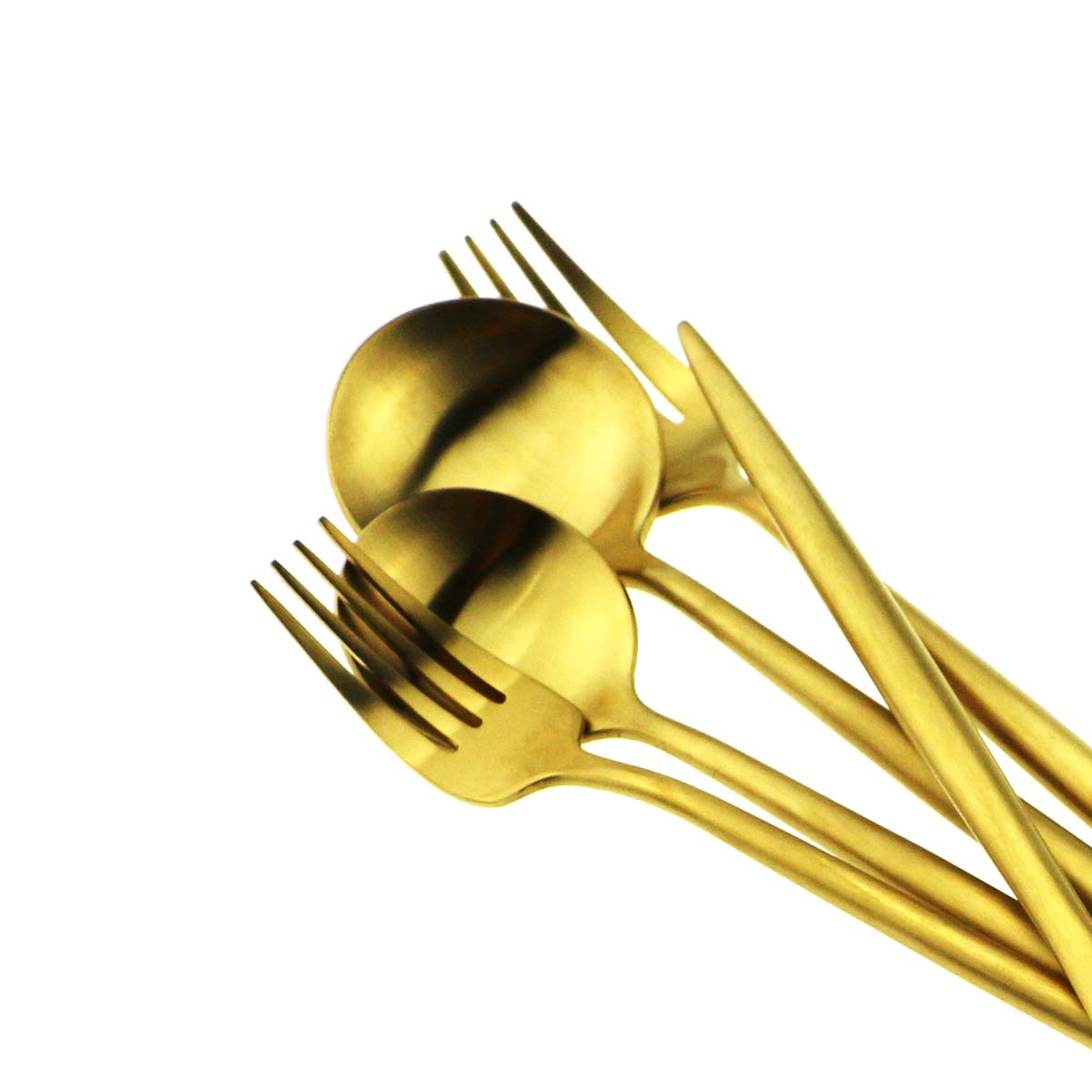 Premium 20-Piece Gold Flatware Set - 18/10 Stainless Steel Luxury Tableware with Matte Finish (Forks, Spoons, Knives) - Elegant Dinnerware for 4 - Perfect for Home Dining, Camping & Travel Cutlery Set