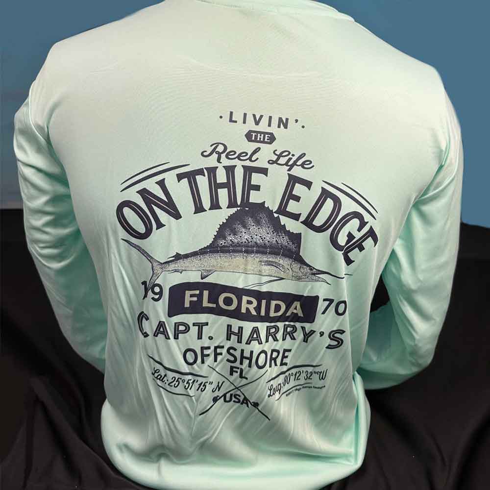 Capt Harry's Long Sleeve Seafoam Beeline Sailfish Performance Shirt - Moisture Wicking Fishing & Outdoor Activewear for Men