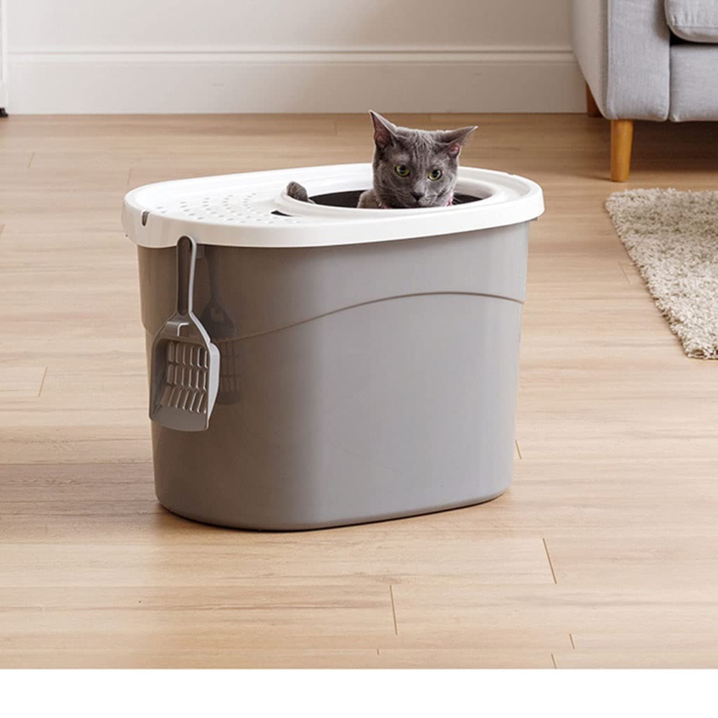 Top-Entry Cat Litter Box with Anti-Sand Design - Large Semi-Enclosed Cat Toilet for Multiple Cats - Durable Snail-Shaped Litter Box for Home & Office Use (Color: A)