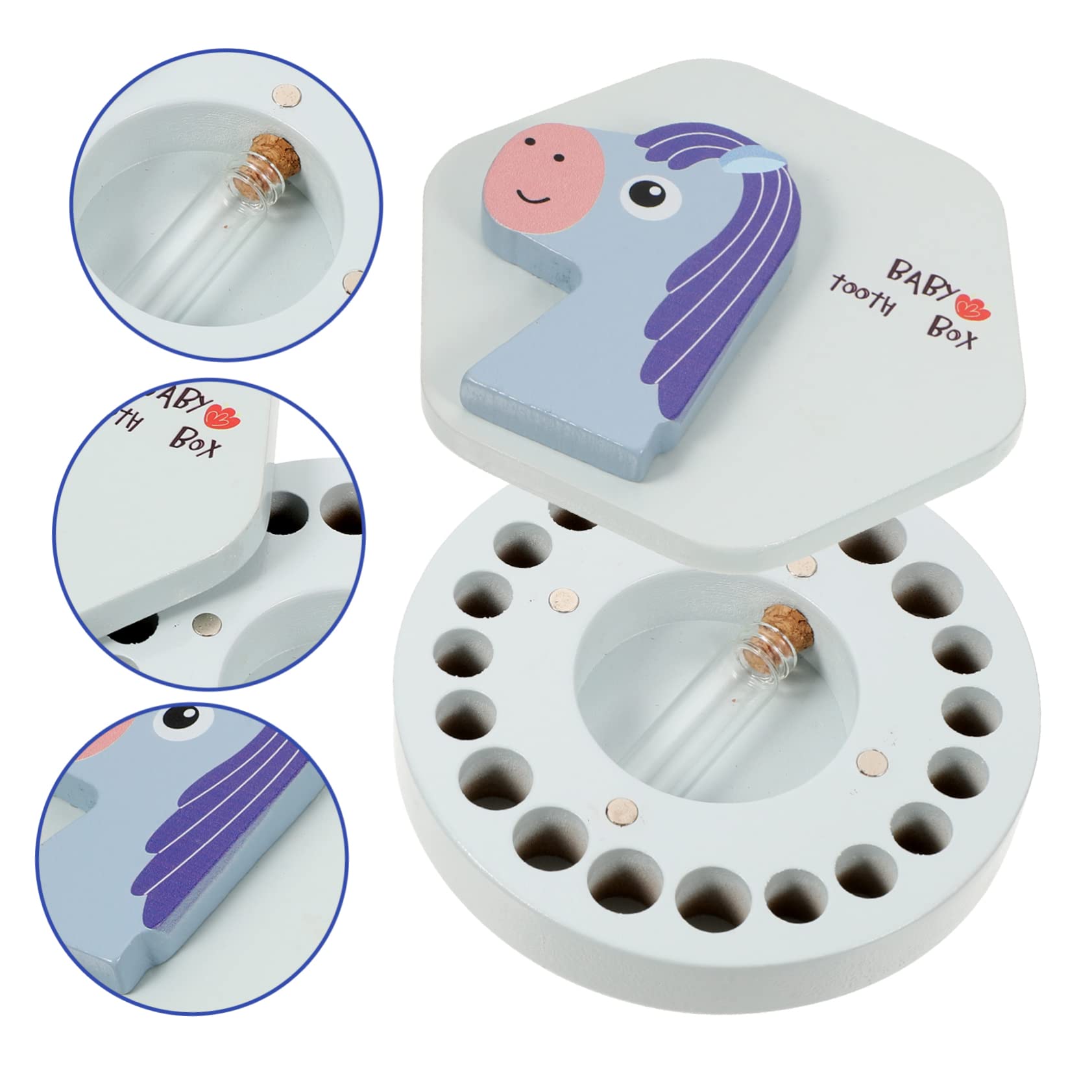 UPKOCH 5-Piece Wooden Teeth Storage Box - First Tooth Keepsake Container for Baby & Newborn - Sky Blue Pencil Eraser Holder - Perfect for Baby Shower Gifts & Childhood Memory Preservation