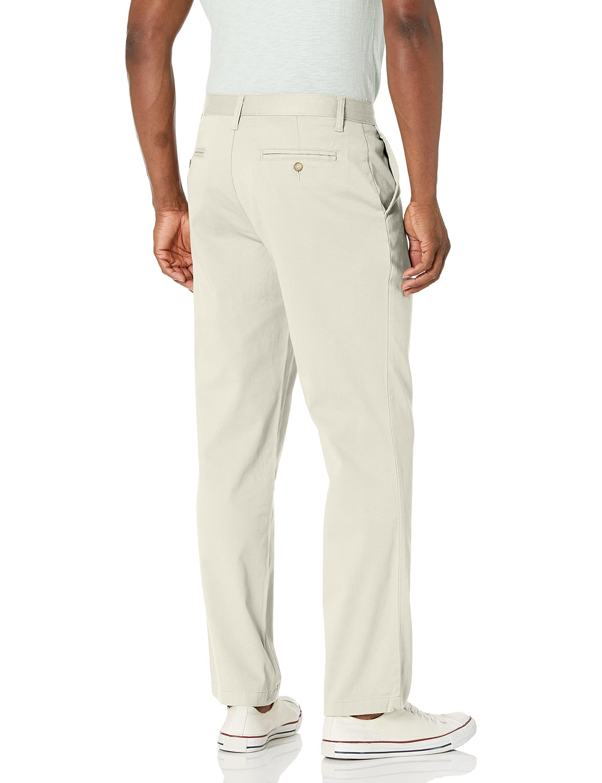 Nautica Men's Classic Fit Flat Front Stretch Solid Chino Deck Pants - Comfortable Casual & Work Pants for Business, Office, and Everyday Wear
