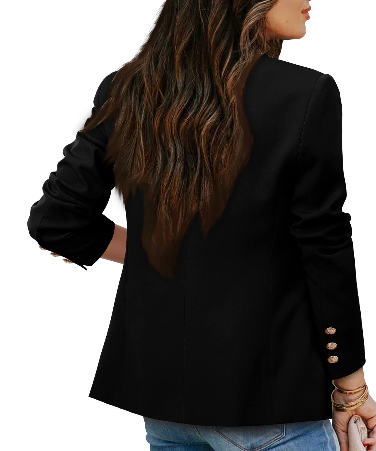 Stylish Women's Casual Blazer Jacket with Gold Buttons - Long Sleeve Office Blazer with Lapel for Work & Business Attire | Perfect for Professional Meetings, Office Wear & Smart Casual Outfits