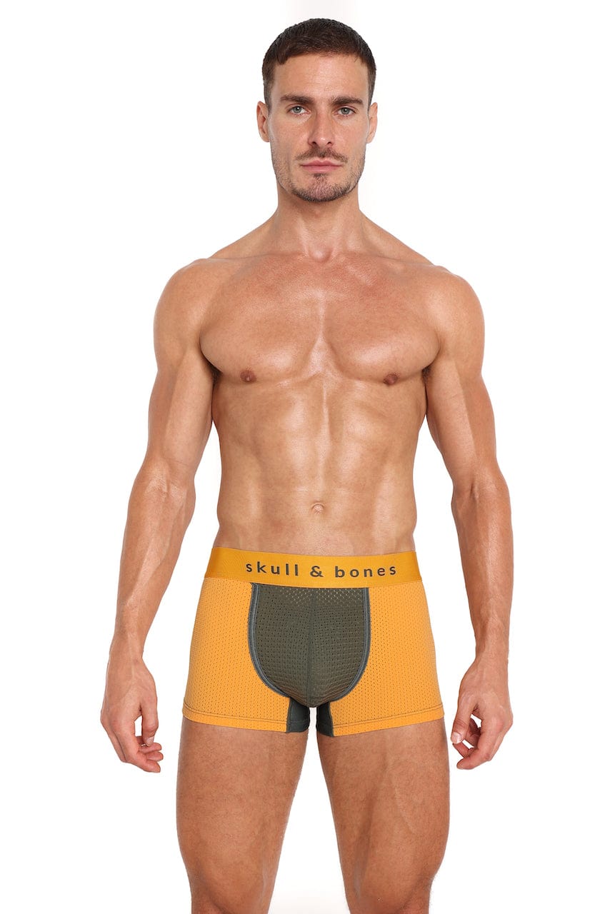 Men's Orange Performance Mesh Trunk Underwear - Breathable Quick-Dry Boxer Briefs for Sports & Active Lifestyle