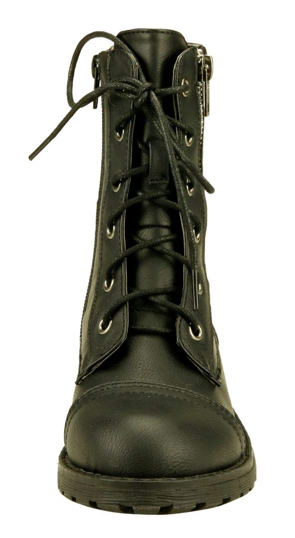 The Doll Maker Girls' Lace-Up Zipper Combat Boots - Stylish & Durable Ankle Boots for Teens - Perfect for School, Parties & Everyday Fashion