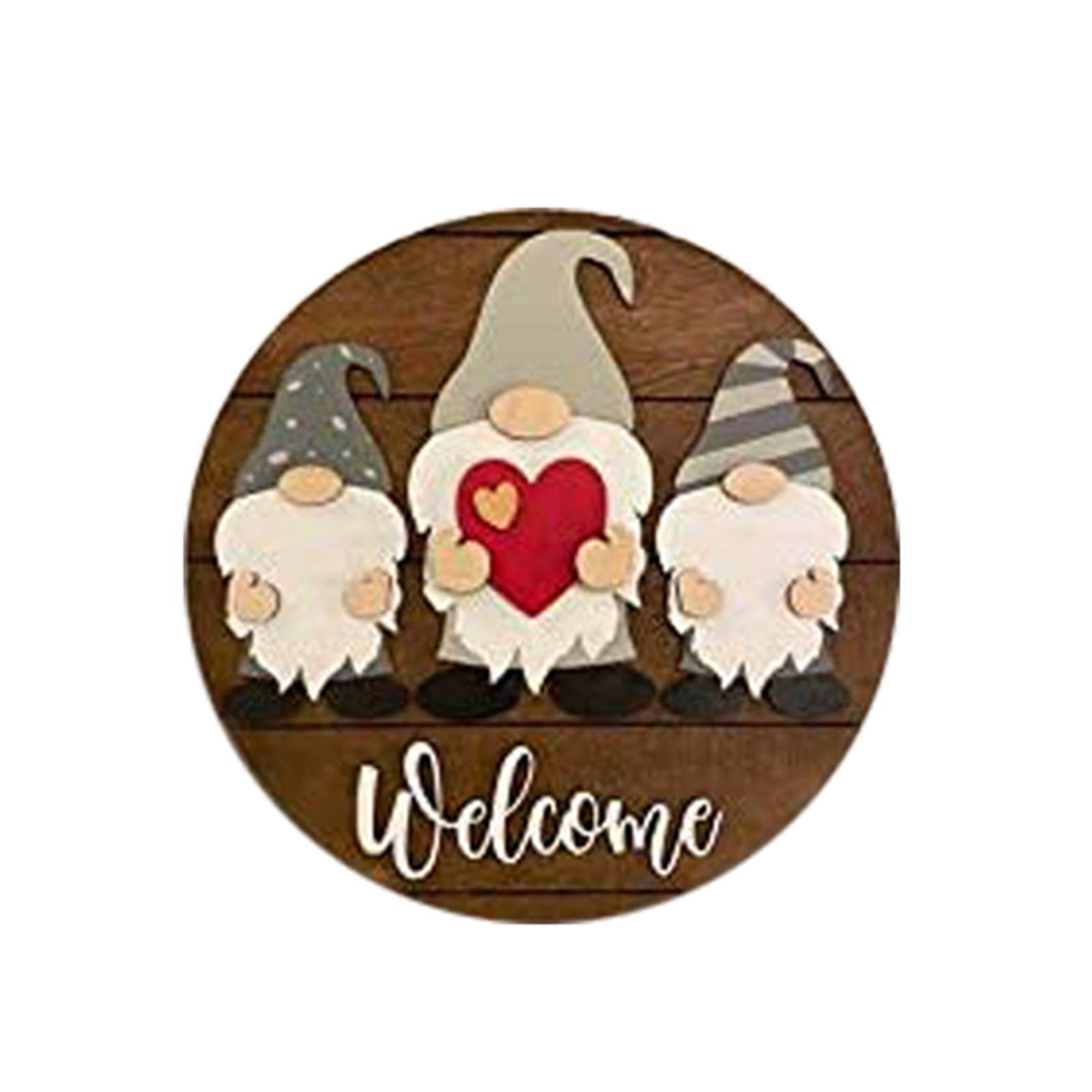Triple Gnome with Heart Welcome Sign - Rustic Wooden Door Hanger for Farmhouse Style Front Porch Decor | Perfect for Seasonal Home Decoration & Outdoor Welcome Decorations