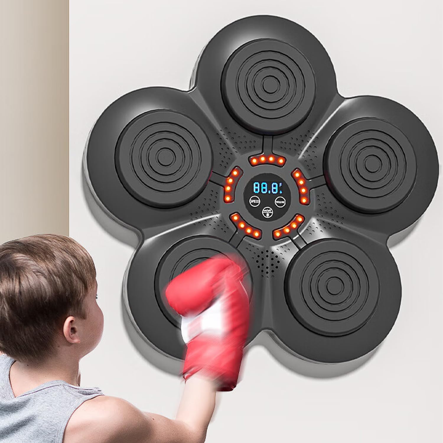Music Boxing Machine for Adults & Kids - Wall Mounted Punching Bag with Gloves | Boxing Equipment for Home Gym, Fitness Training & Stress Relief