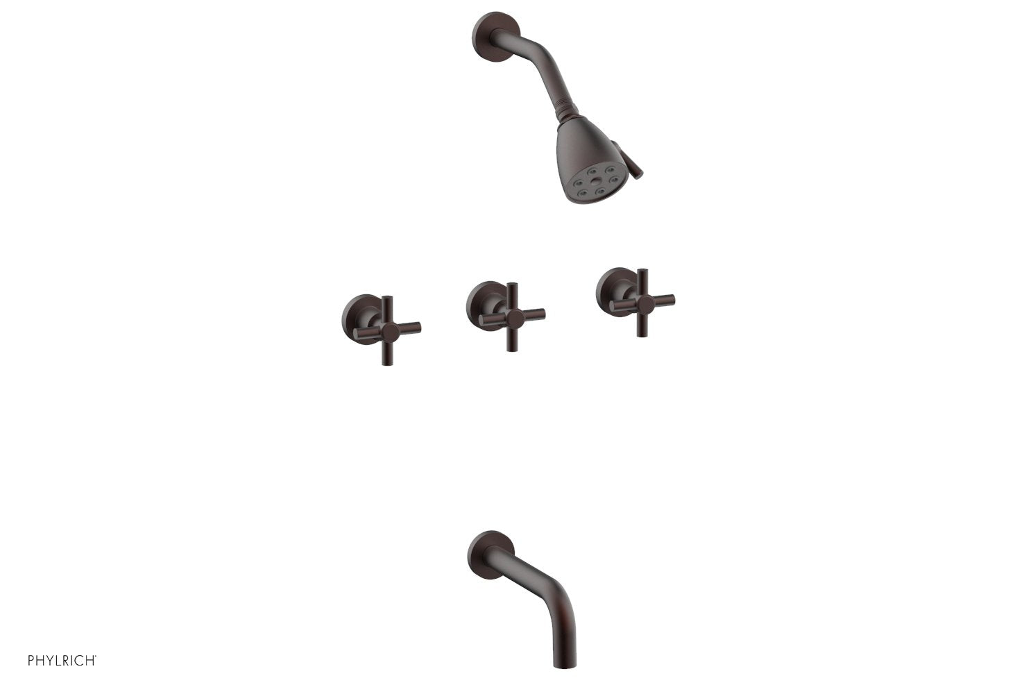 D2134 Basic Three Handle Tub and Shower Faucet Set - 7 1/2 Inch Spout with Tubular Cross Handles - Perfect for Bathroom Renovation and Home Upgrade