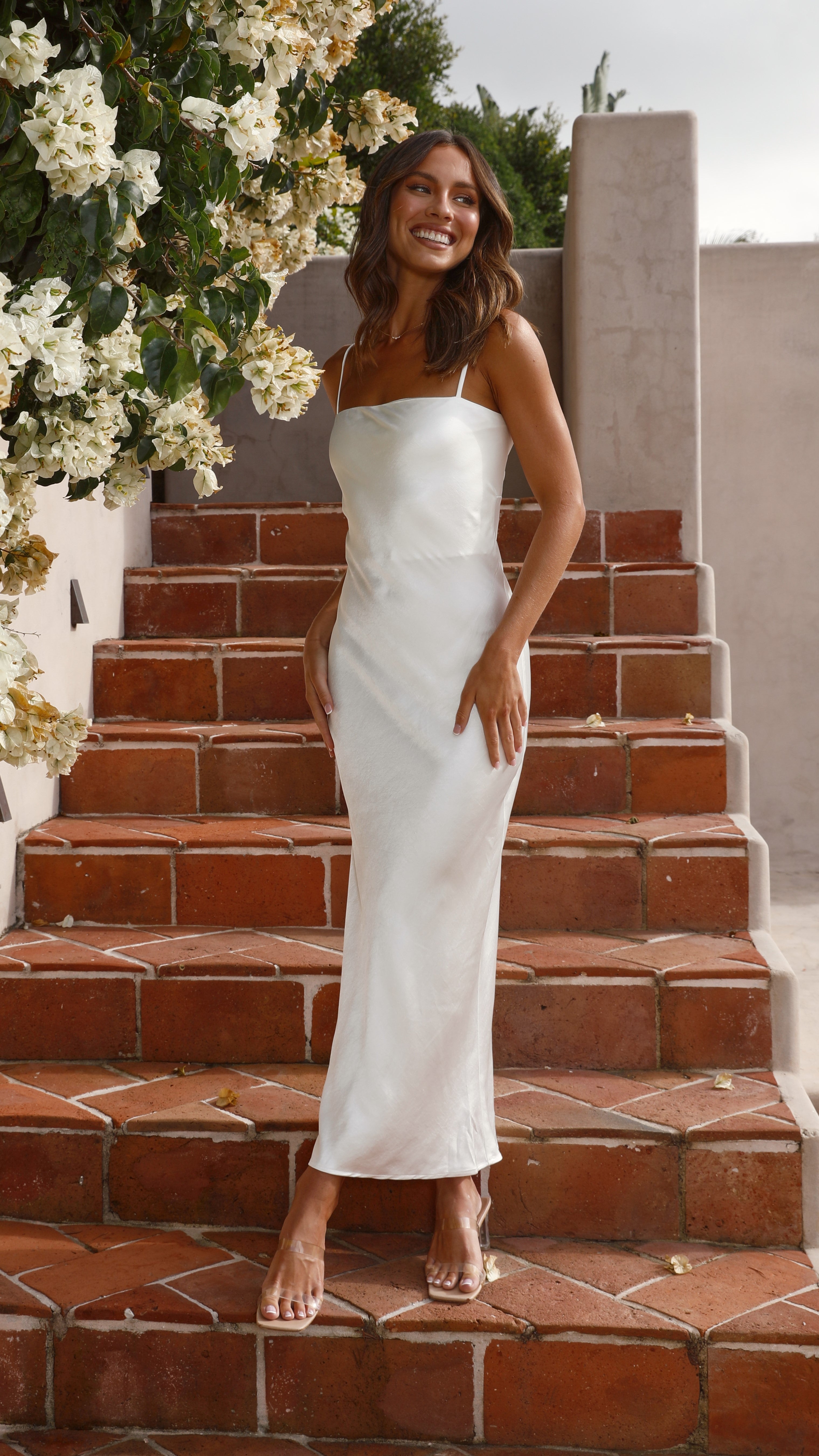 Keira Maxi Dress with Pearl Embellishments - Elegant Long Flowy Dress for Women, Perfect for Weddings, Parties & Summer Vacations