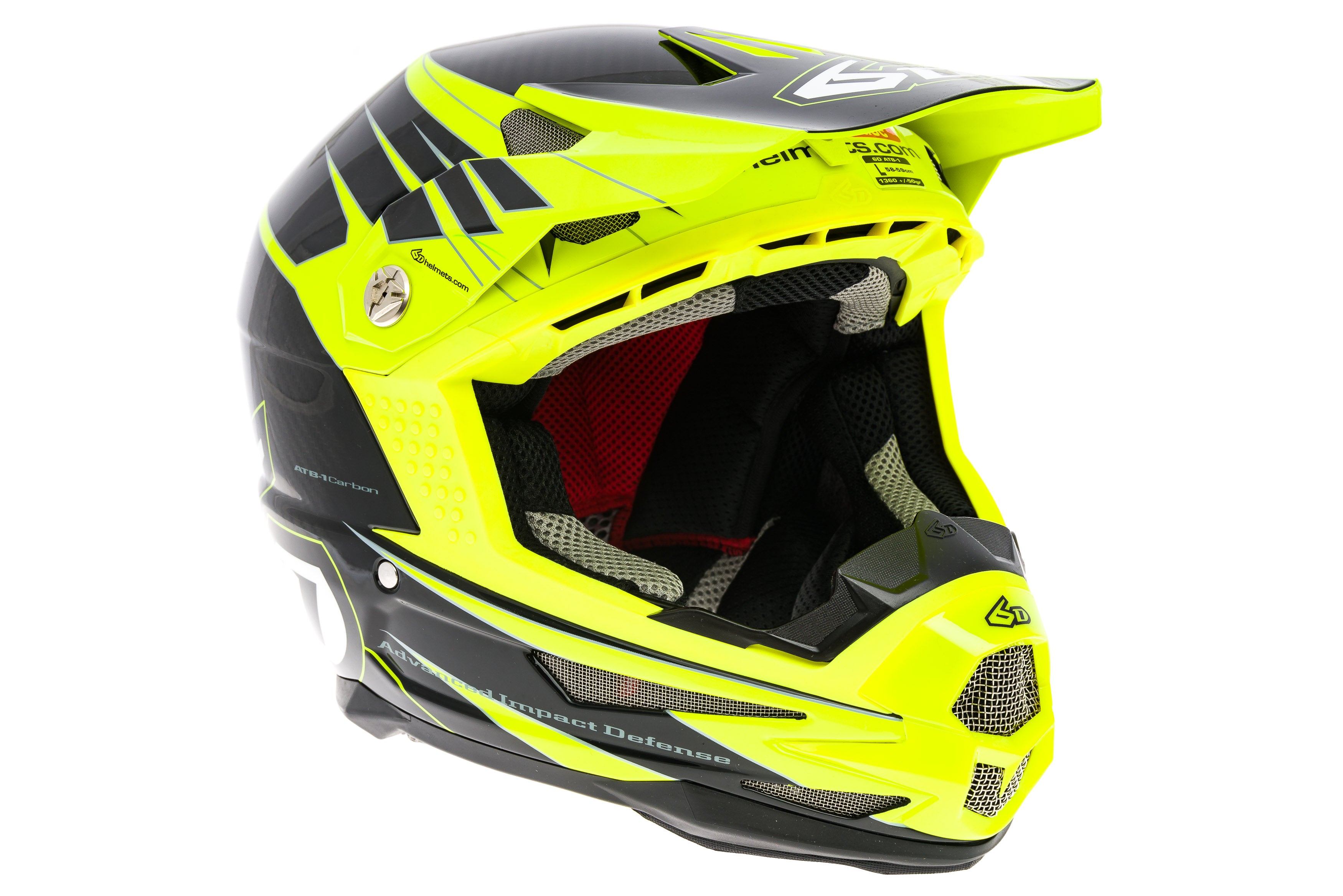 6D ATB 1 Carbon Fiber Full Face Mountain Bike Helmet - Large 58-59cm - Gloss Yellow for Downhill MTB, BMX & Extreme Cycling Protection