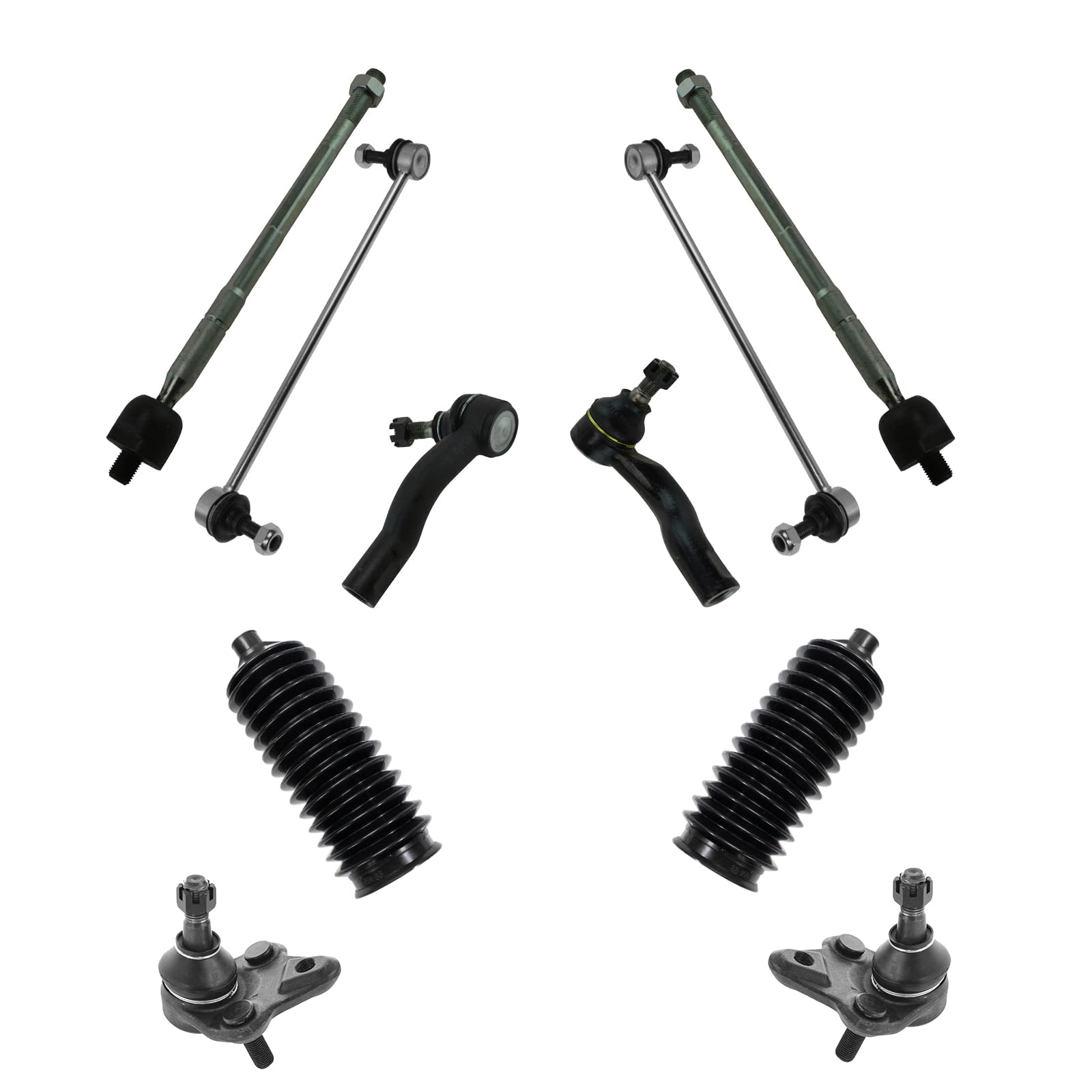 TRQ Front Steering & Suspension Kit with Ball Joint, Rack & Pinion, Sway Bar Link & Tie Rod - Compatible with 2001-2003 Toyota RAV4 - Perfect for Smooth Ride & Off-Road Adventures