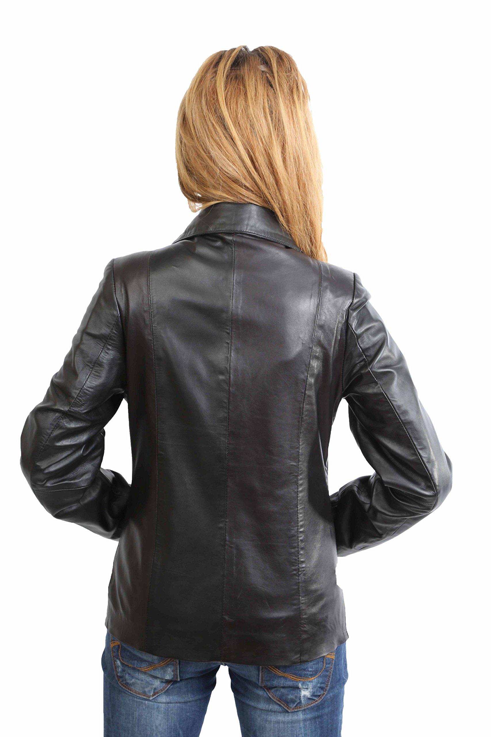 Women's Classic Zip-Up Real Leather Jacket - Semi Fitted Lambskin Coat (Julia Brown) | Stylish Outerwear for Casual Wear, Date Nights & Fall Fashion