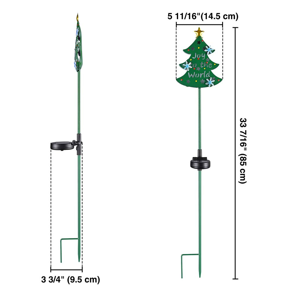 TheLAShop Solar Powered Christmas Tree Stake Lights - 2 Pack, Outdoor Holiday Decoration for Yard, Garden, and Pathway Lighting