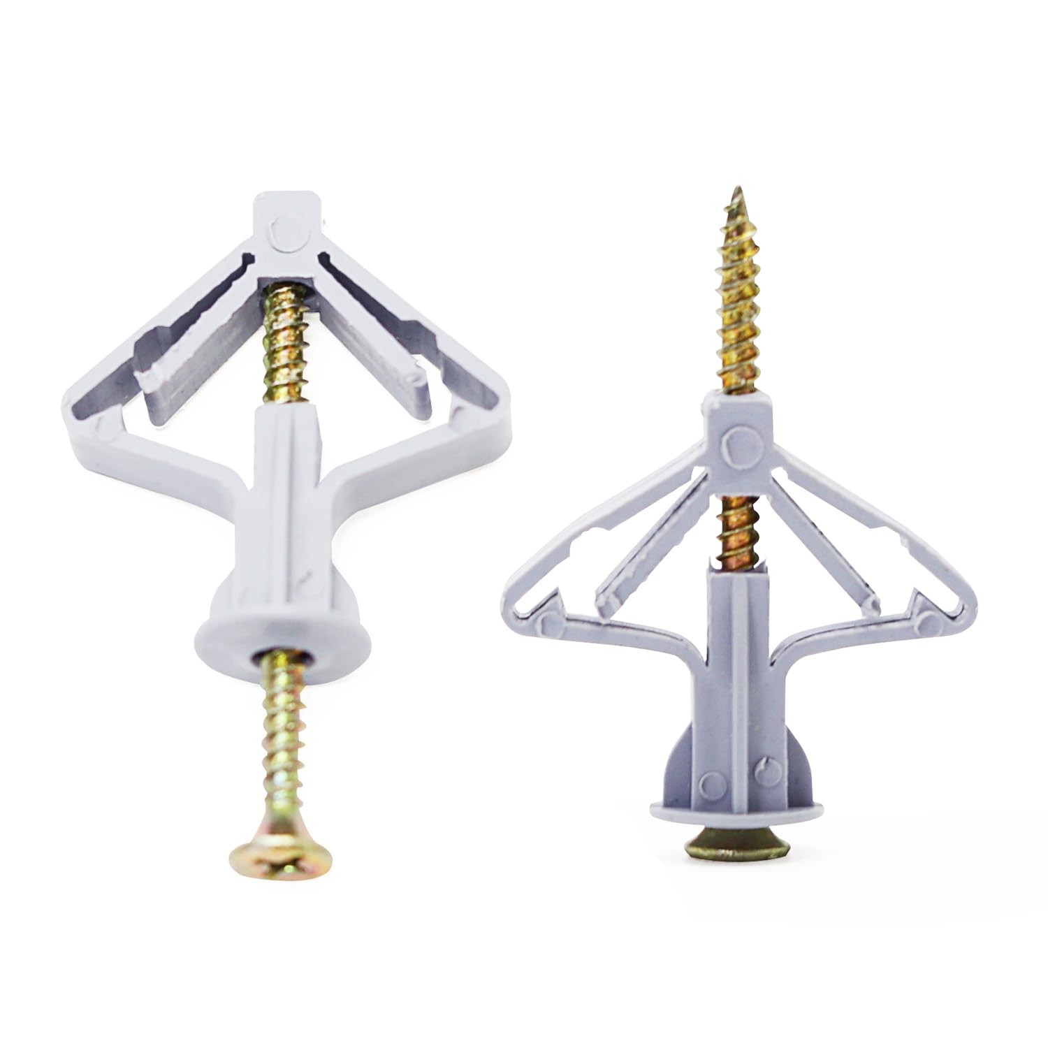 100-Piece White Drywall Anchor Kit with Screws - Heavy Duty Hollow Wall Anchors for Hanging Pictures, Shelves & Mirrors - Self Drilling Plastic Butterfly Anchors (50 Anchors + 50 Screws) - Perfect for Home Improvement & DIY Projects