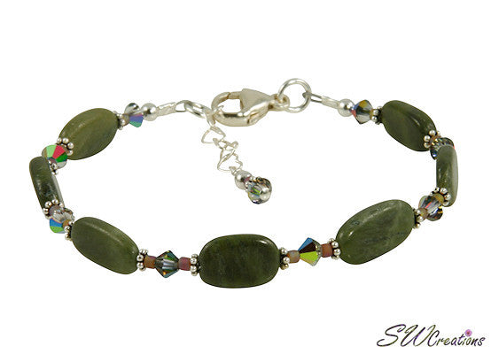 Olive Jade Crystal Gemstone Beaded Bracelet for Women - Natural Stone Healing Energy Jewelry for Meditation, Yoga & Spiritual Wellness