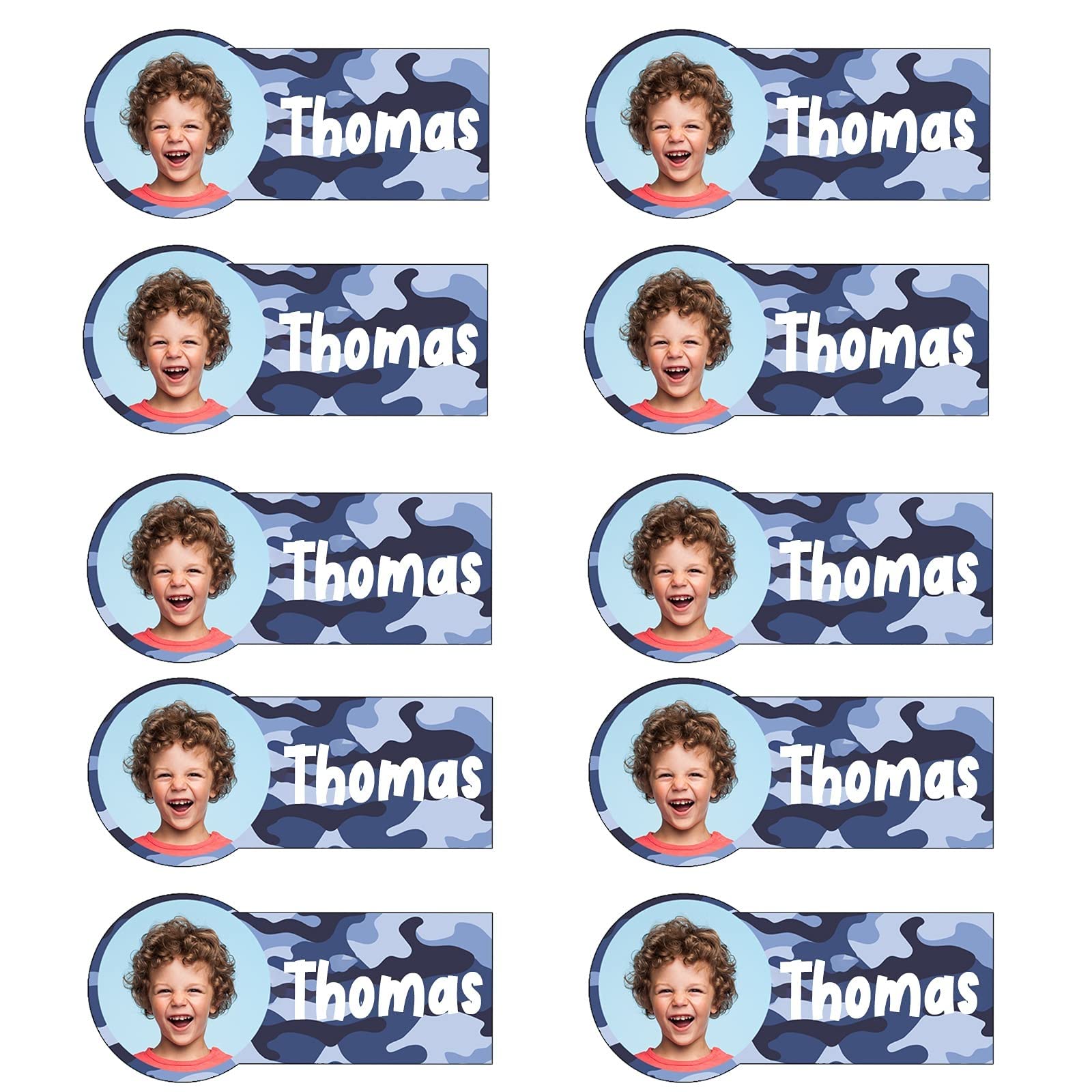 80 Pcs Personalized Waterproof Name Stickers for Kids - Custom Labels for School Supplies, Lunch Box & Water Bottle - Durable Camo Design - Perfect for Daycare, Camp & Organization