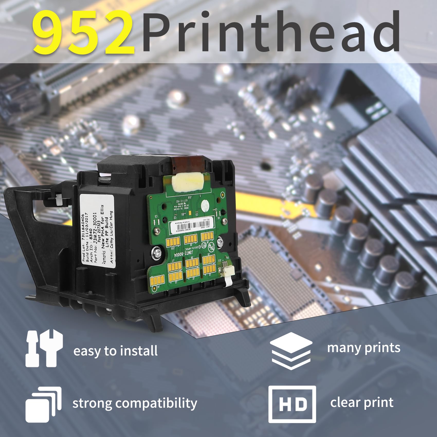 Ademon 952 Printhead Replacement Compatible with HP OfficeJet Pro 7740 8710 8715 8720 8725 8730 8740 8210 Printers - High-Quality Printer Head for Home & Office Use