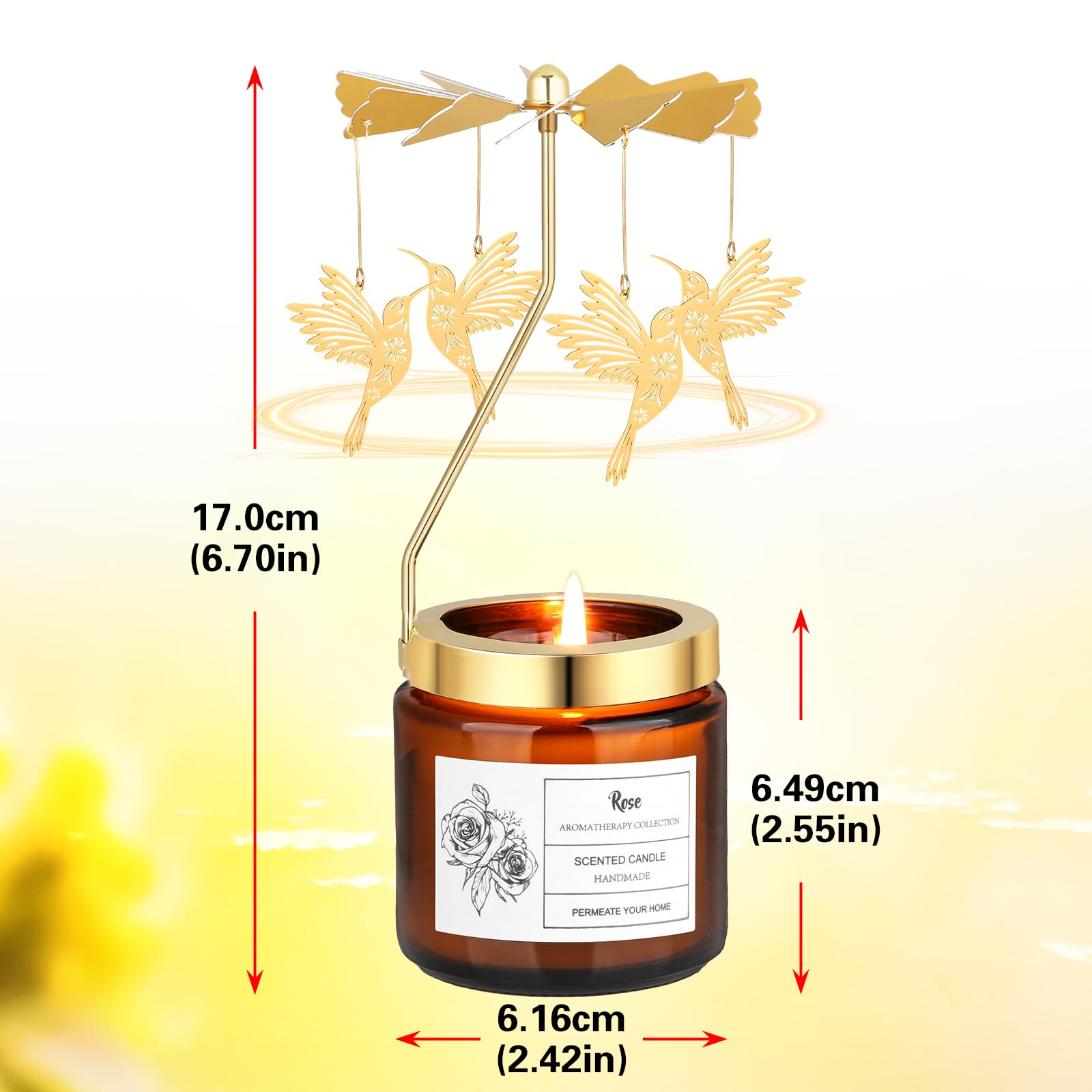Hummingbird Scented Rotating Candle - Unique Birthday, Valentine's Day & Mother's Day Gift for Women - Romantic Anniversary Present from Daughter, Son or Sister - Perfect for Home Decor, Relaxation & Special Occasions