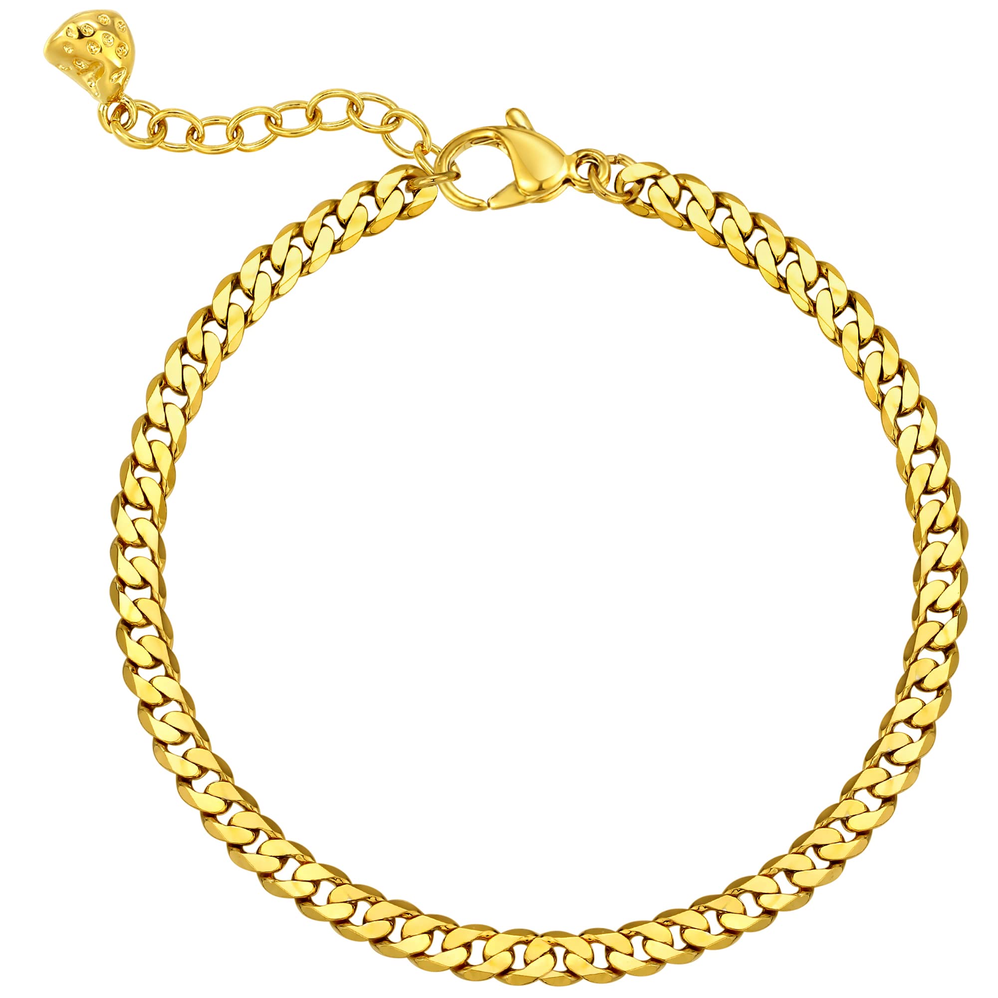 14K Gold Plated Women's Bracelet - Snake Herringbone Figaro Cuban Bead Paperclip Cable Box Chain Jewelry for Everyday Wear & Special Occasions
