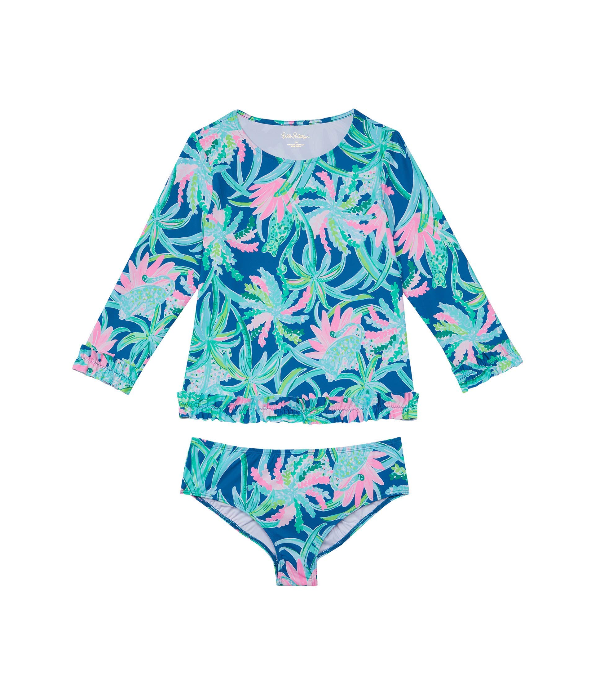Lilly Pulitzer Girl's Margo UPF 50+ Rashguard Set for Toddler & Kids - Sun Protection Swimwear for Beach, Pool & Outdoor Activities