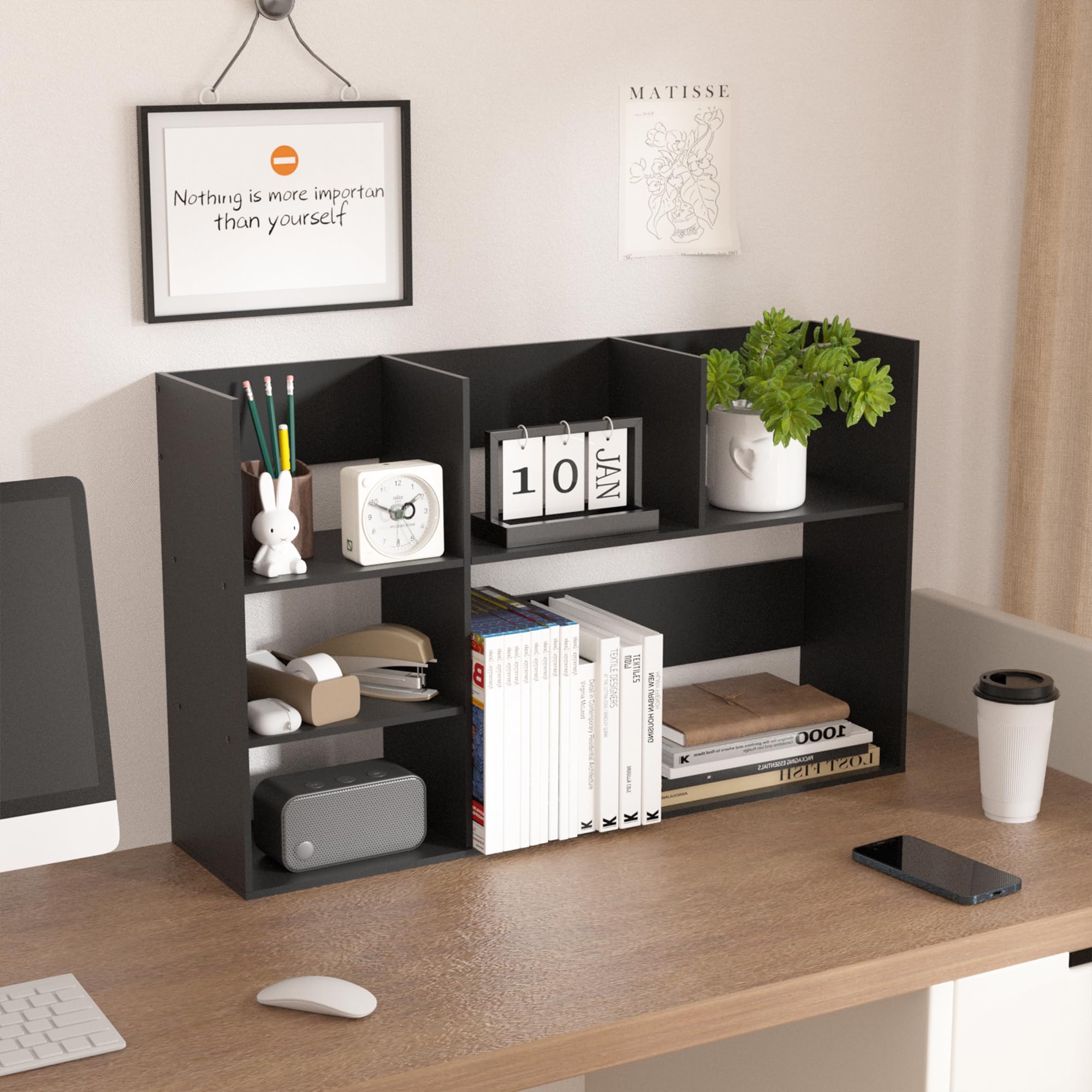 Extra Large Desk Organizer Shelves for Office & Home - Multi-Tier Storage Rack with Shelves | Office Organization Must Haves | Perfect for Desk, Countertop & Workspace Accessories (Black)