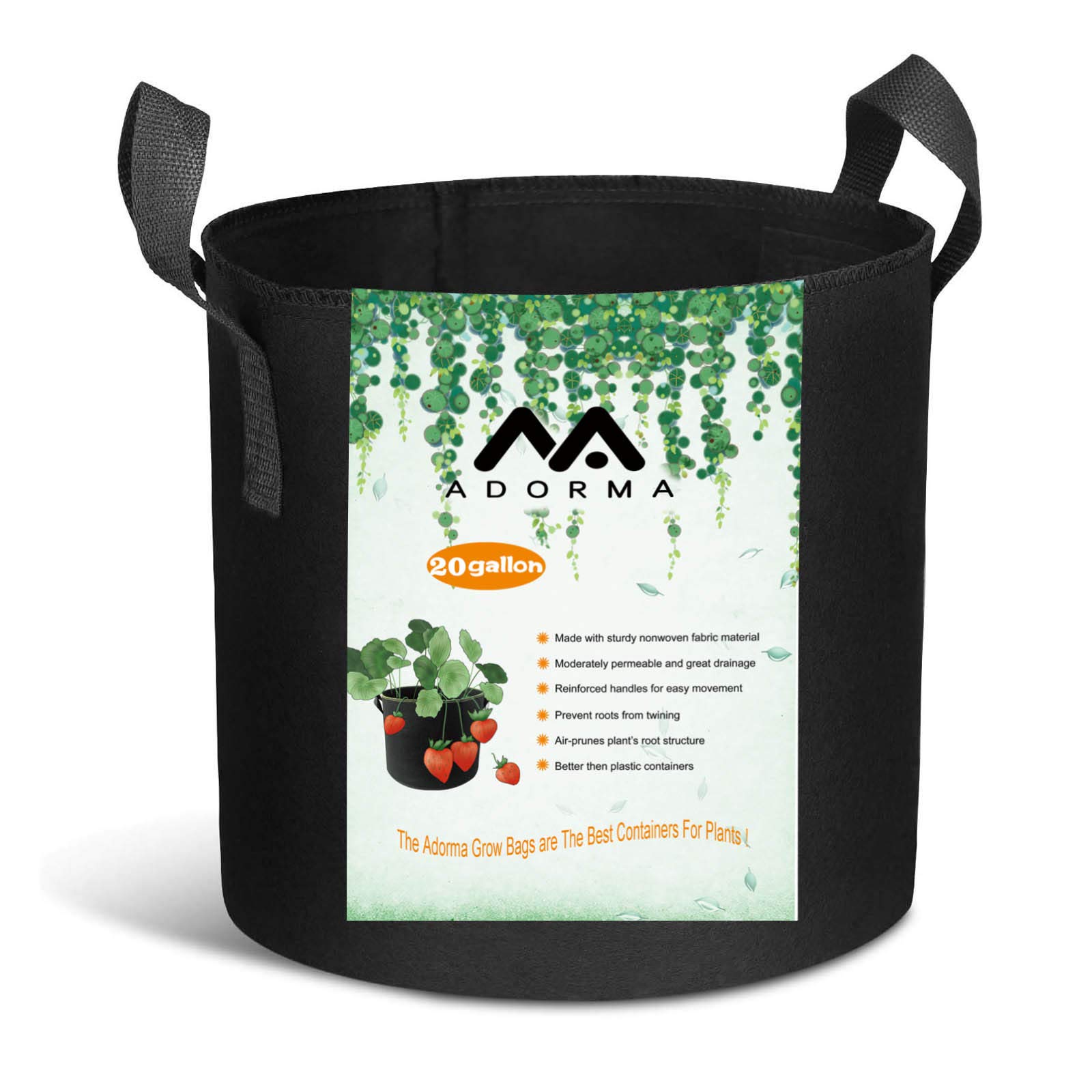 12 Pack 20 Gallon Heavy Duty Grow Bags - 300G Thickened Nonwoven Fabric Plant Pots with Handles for Vegetables, Fruits, Flowers & Trees - Indoor/Outdoor Gardening, Container Planting, Urban Farming