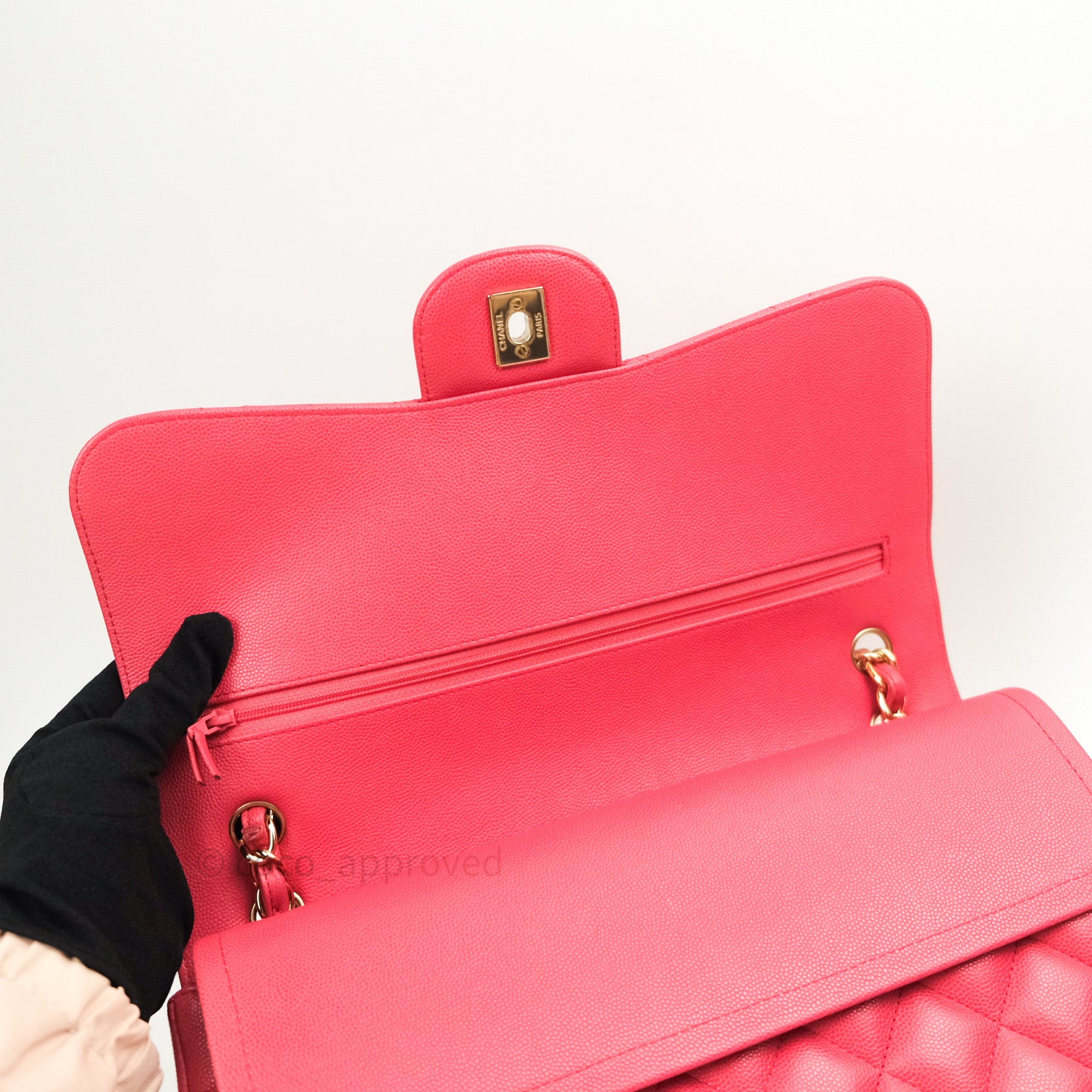 Chanel Classic Jumbo Double Flap Bag in Pink Caviar Leather with Gold Hardware - Luxury Designer Handbag for Women, Perfect for Parties, Weddings & Special Occasions