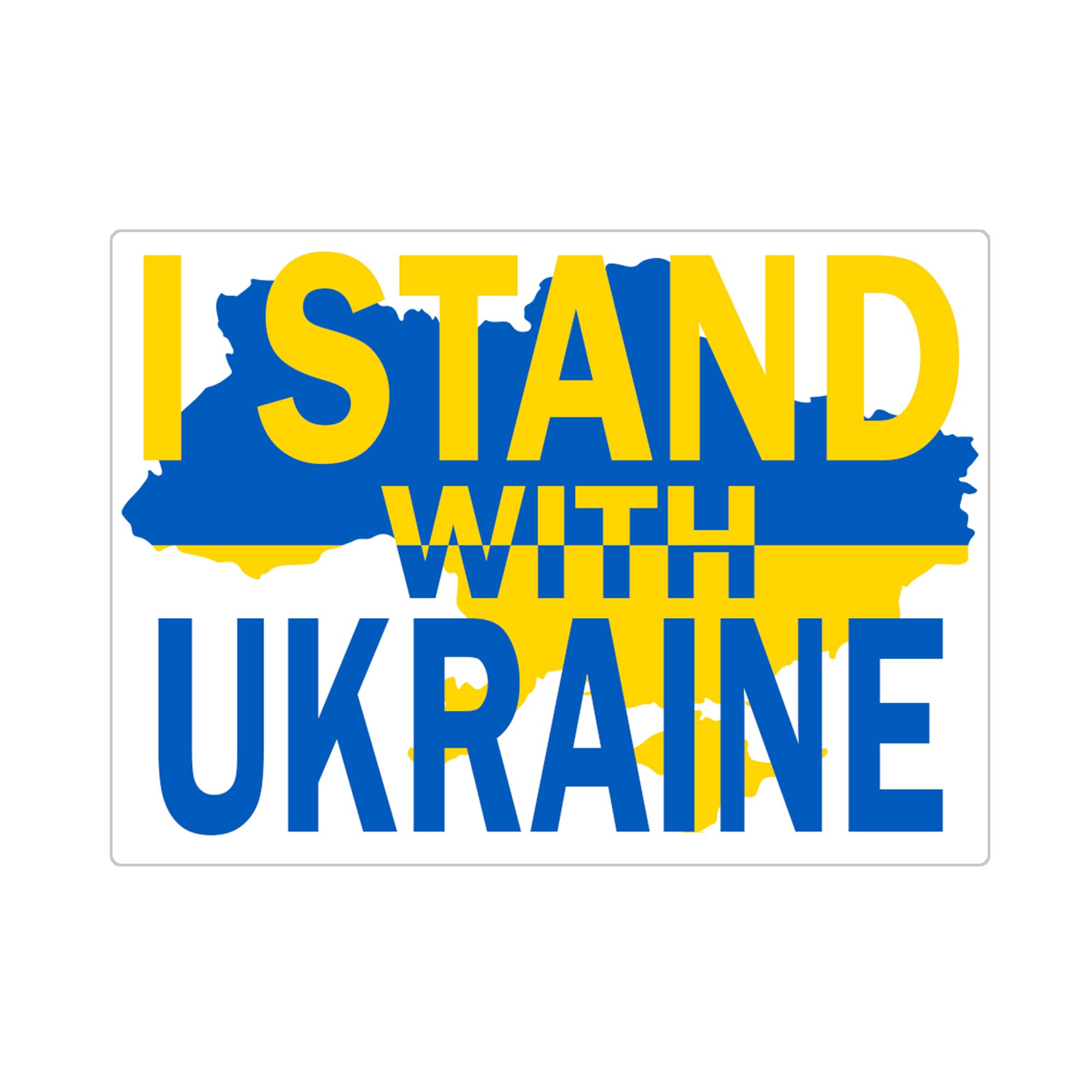 I Stand with Ukraine Ukrainian Flag Map Sticker - 3