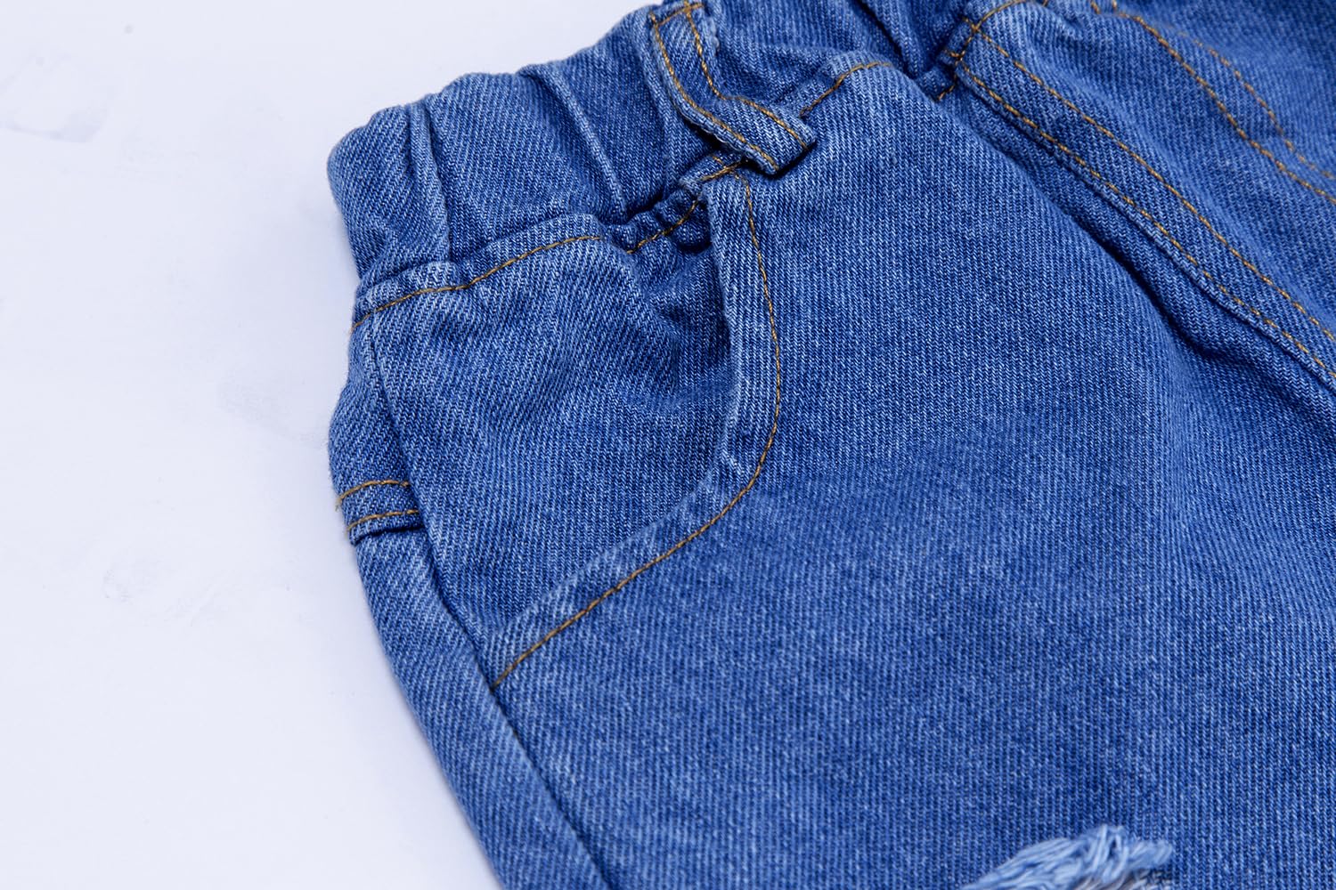 LittleSpring Boys Ripped Denim Shorts - Elastic Waist for Play & Outings