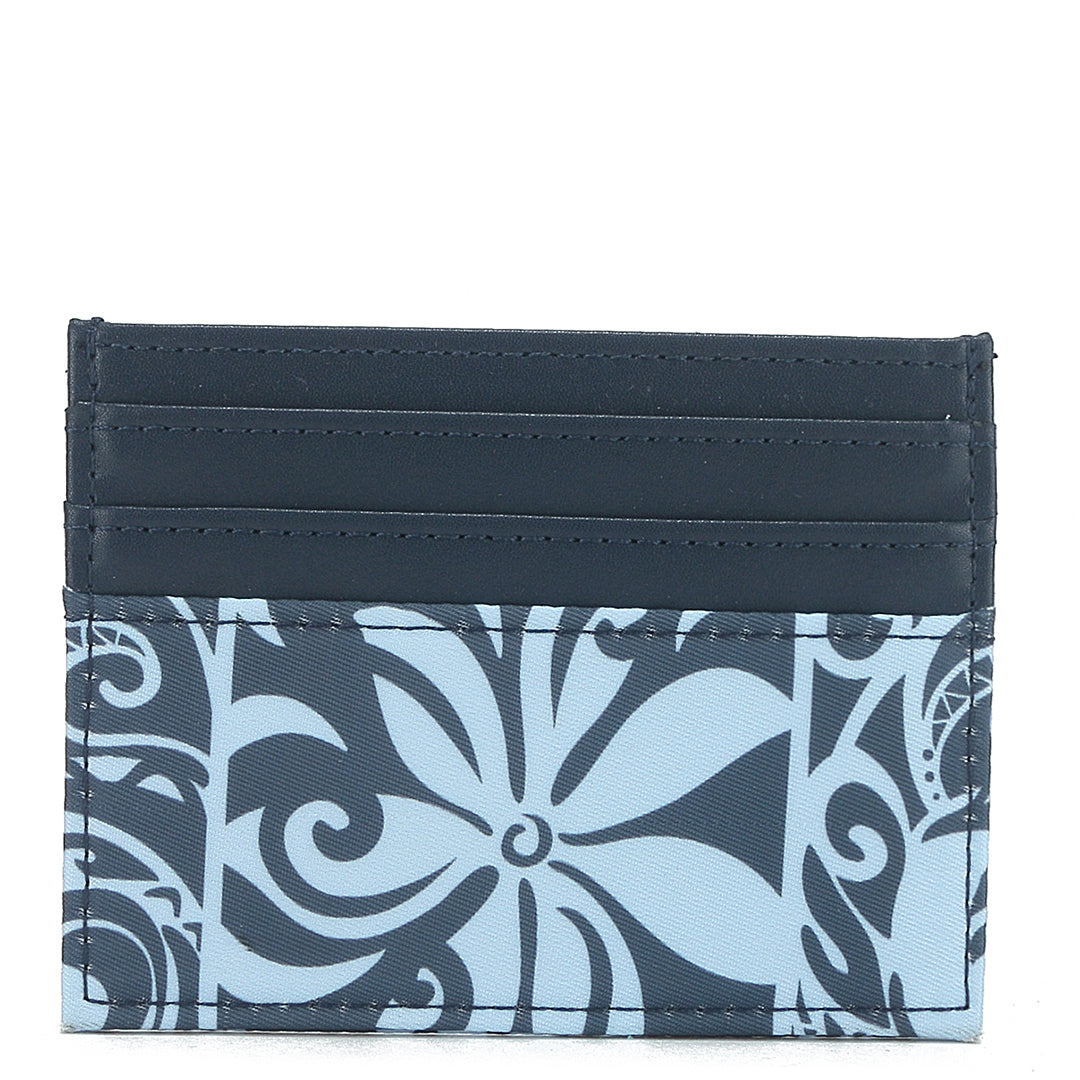 Meilany Keʻolu Tapa Tiare Teal Card Holder - Slim RFID Blocking Wallet for Credit Cards & ID - Perfect for Travel, Work, and Everyday Use