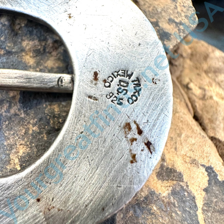 Vintage Horseshoe Belt Buckle - Solid Sterling Silver Handmade in Mexico - Western Cowboy Style Accessory for Jeans & Leather Belts