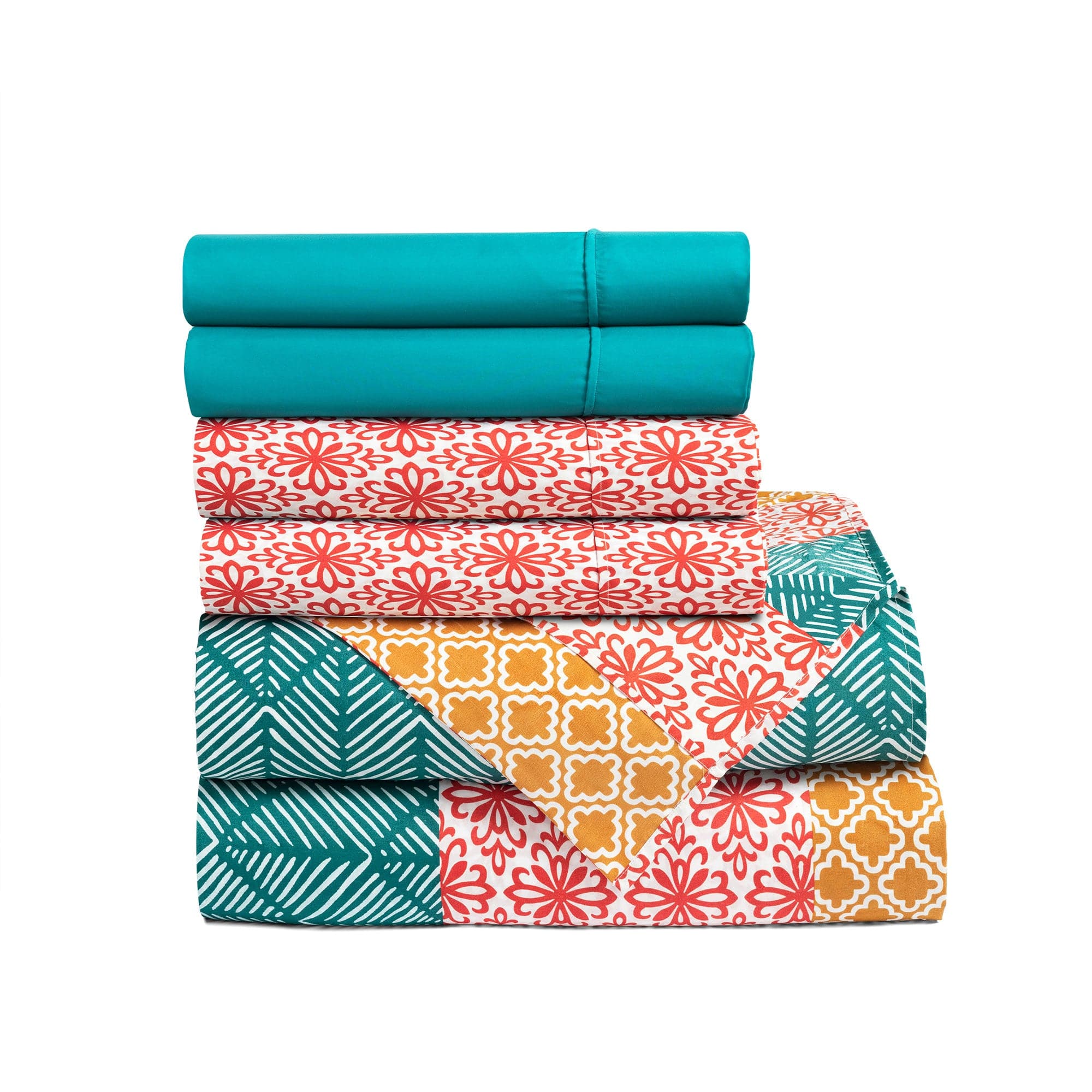 Bohemian Stripe 6-Piece Soft Cotton Sheet Set - Queen Size, Breathable & Comfortable Bedding for Master Bedroom, Guest Room & Dorm