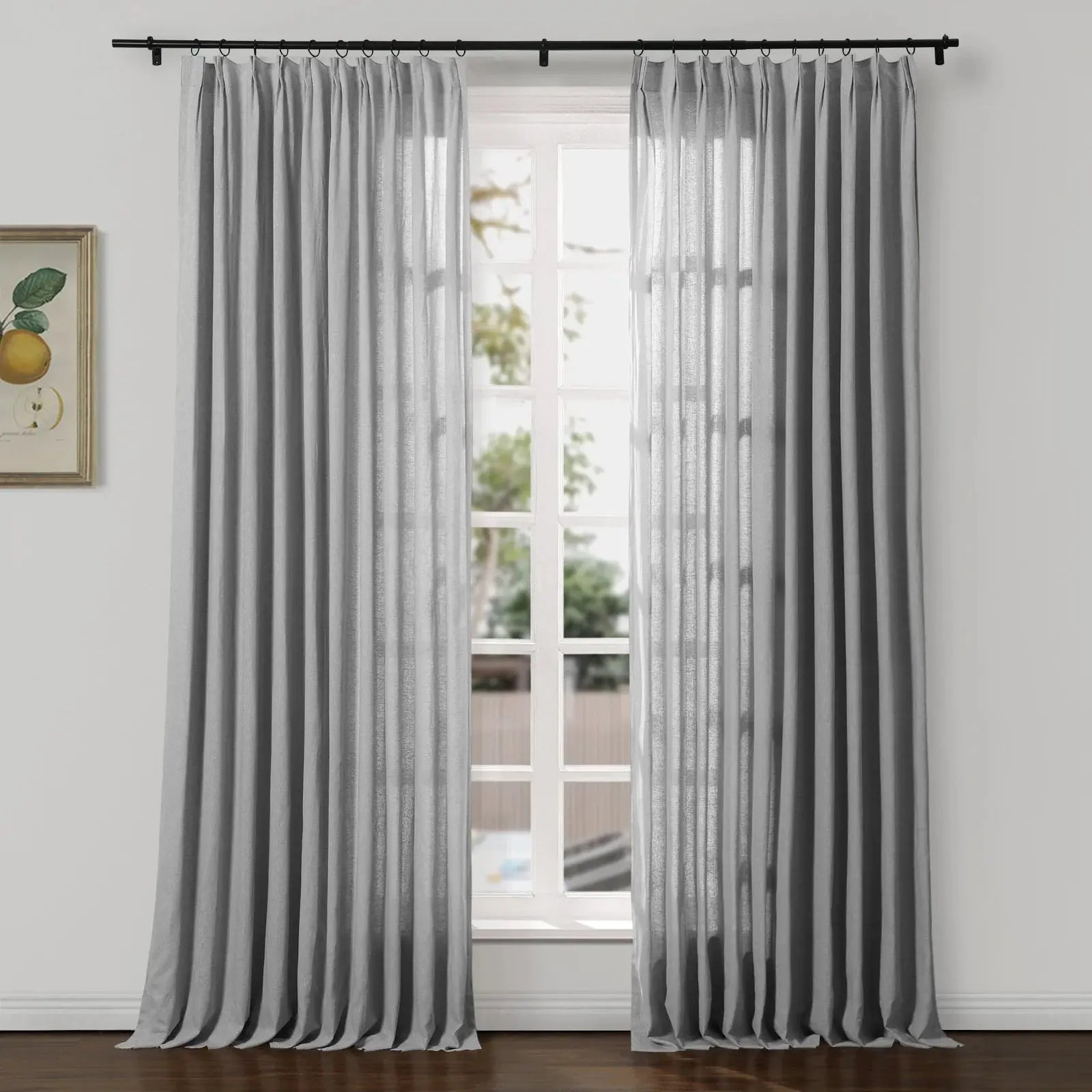 Ron Linen Herringbone Custom Pleated Curtains - Blackout Drapes for Living Room, Bedroom & Home Decor (Set of 2 Panels)