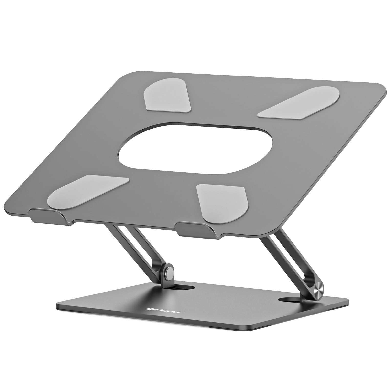 BoYata Adjustable Laptop Stand for 10-17 Inch Notebooks - Multi-Angle Ergonomic Computer Stand with Cooling Ventilation - Compatible with MacBook Pro/Air, Dell, HP, Surface Laptop (Space Gray) - Perfect for Home Office, Workstation & Gaming Setup