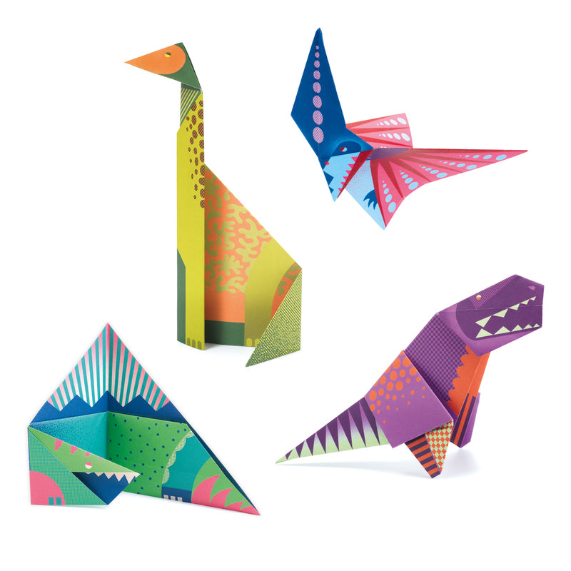 Best Origami Dinosaur Kit for Kids - Creative DIY Paper Craft Set by Djeco - Fun Educational Activity for Birthday Parties & Classroom Projects