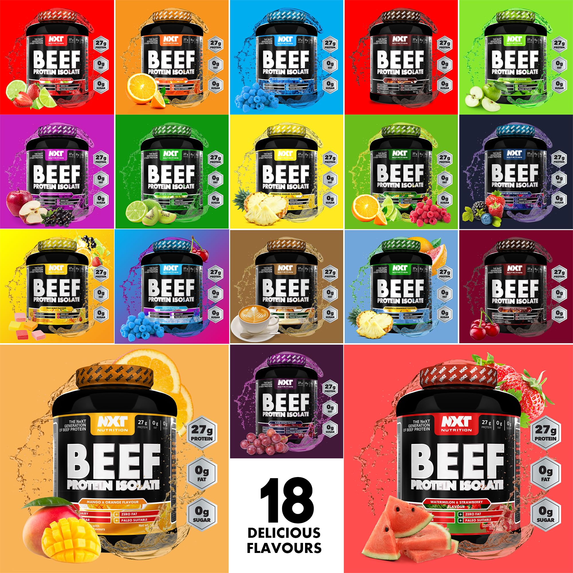 NXT Nutrition Beef Protein Isolate Powder - High Protein, Natural Amino Acids, Paleo & Keto Friendly, Halal Certified - Lactose, Dairy, Gluten & Soy Free - 1.8Kg (4 lbs) Strawberry Lime Flavor - Ideal for Post-Workout Recovery & Muscle Building