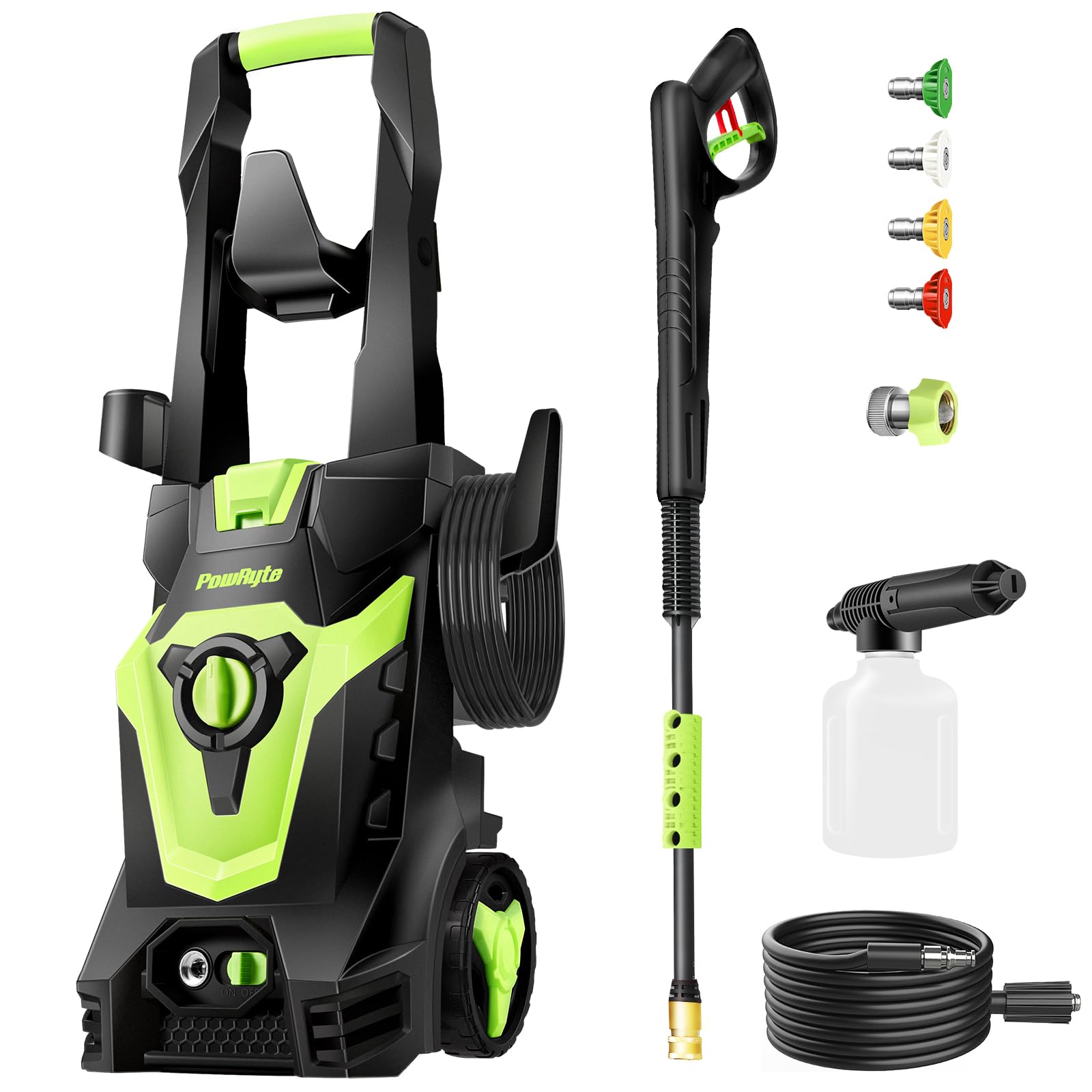 3800 PSI Electric Pressure Washer with Foam Cannon & 4 Nozzle Tips - 2.4 GPM High Power Washer for Driveway Cleaning, Car Washing, and Outdoor Home Maintenance