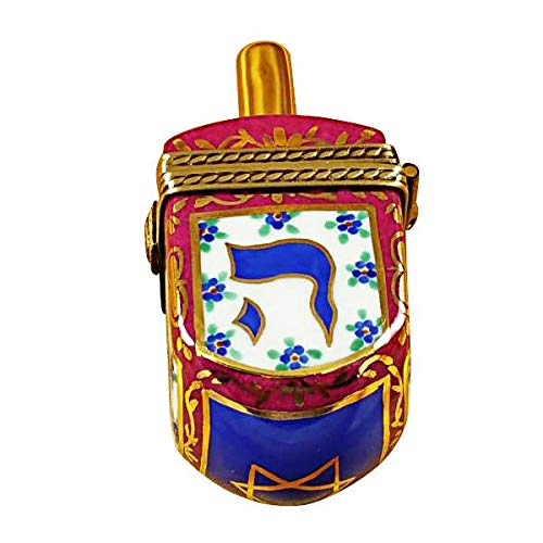 Rochard Limoges Box - Dreidel Blue-Maroon Porcelain Jewelry Box | Religious Keepsake Gift for Hanukkah, Christmas & Special Occasions | Perfect for Home Decor, Collectibles & Gift Giving