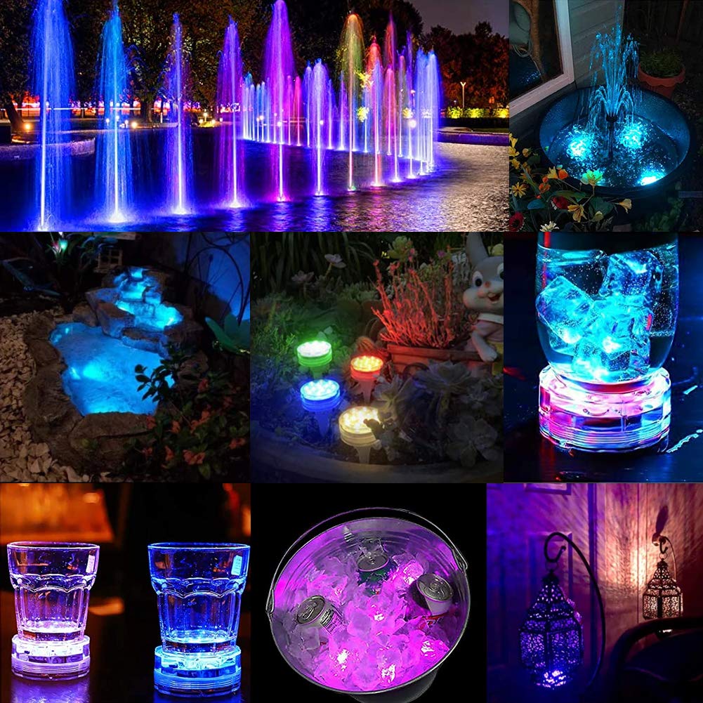 16 Color Changing Submersible LED Lights with Remote Control - Waterproof Pool Lights for Above Ground Pools, Aquariums, Vases & Ponds | Battery Operated Decorative Lighting for Parties, Weddings & Home Decor