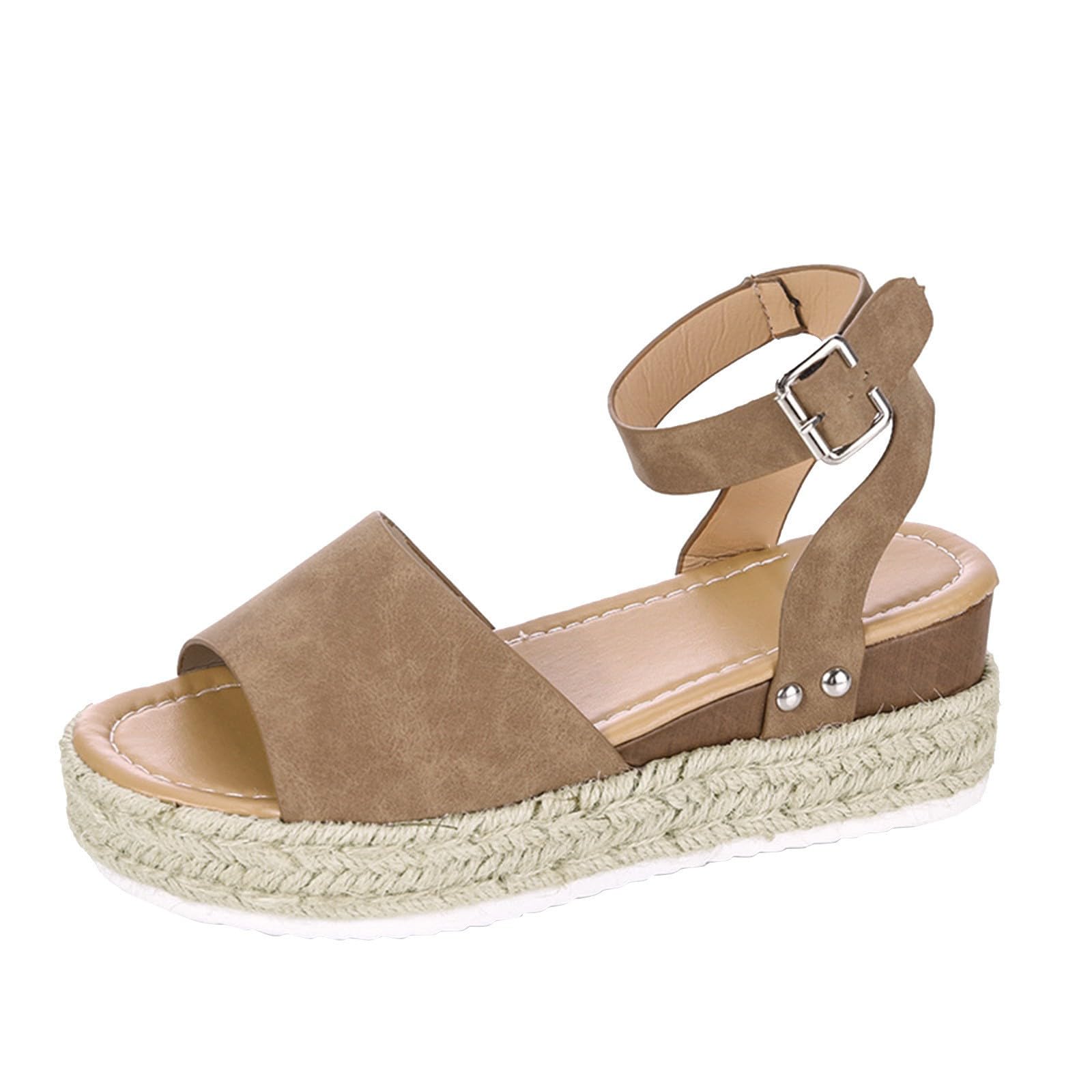 Women's Casual Buckle Strap Roman Wedge Sandals - Comfortable Open Toe Platform Beach Sandals for Summer Walking, Vacation & Outdoor Activities