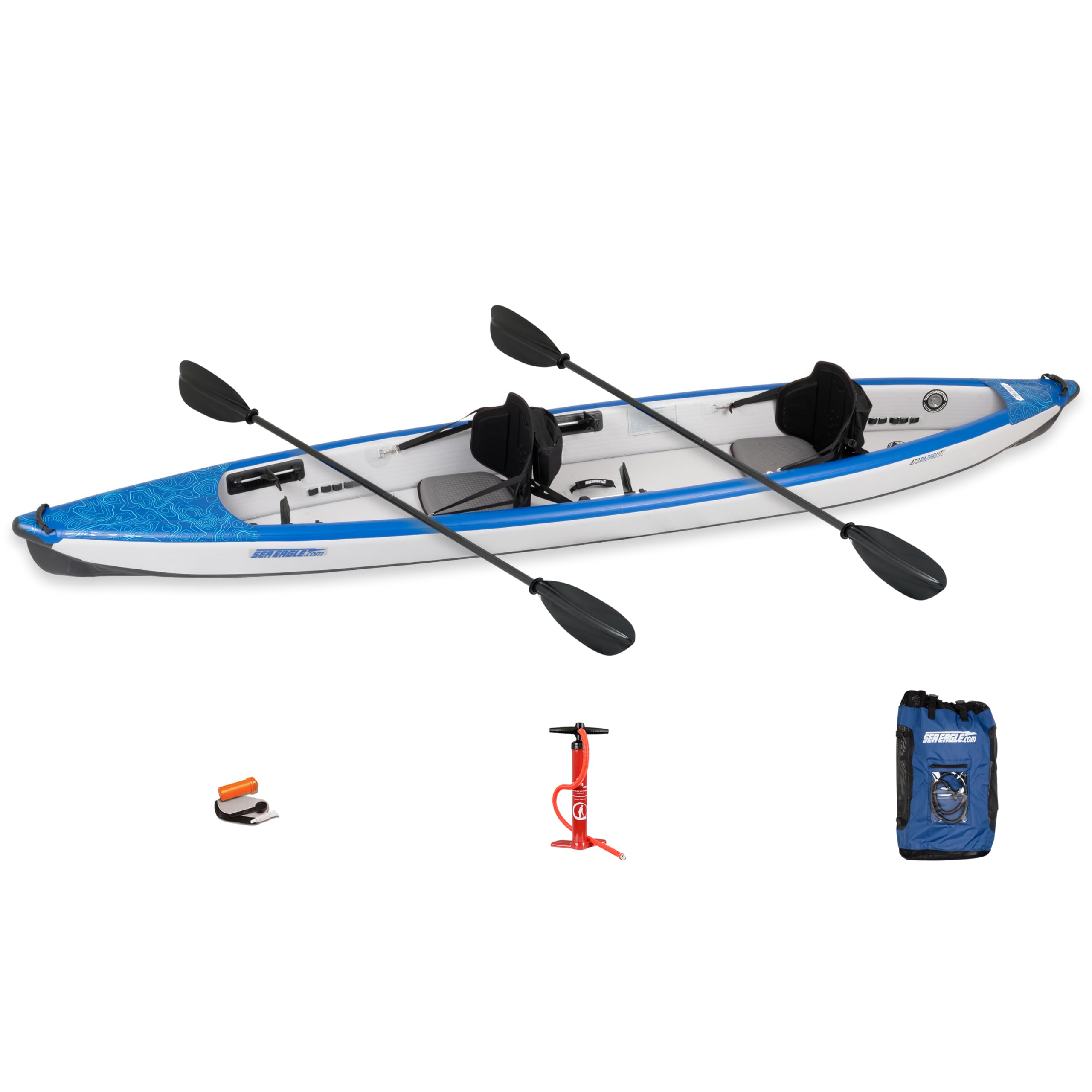 Sea Eagle RazorLite Inflatable Kayak - Lightweight Drop Stitch High-Speed Touring Kayak for Solo or Tandem Use - Includes Tall Back Seats, Paddles, Backpack, Skeg & Pump - Perfect for Lakes, Rivers & Coastal Adventures