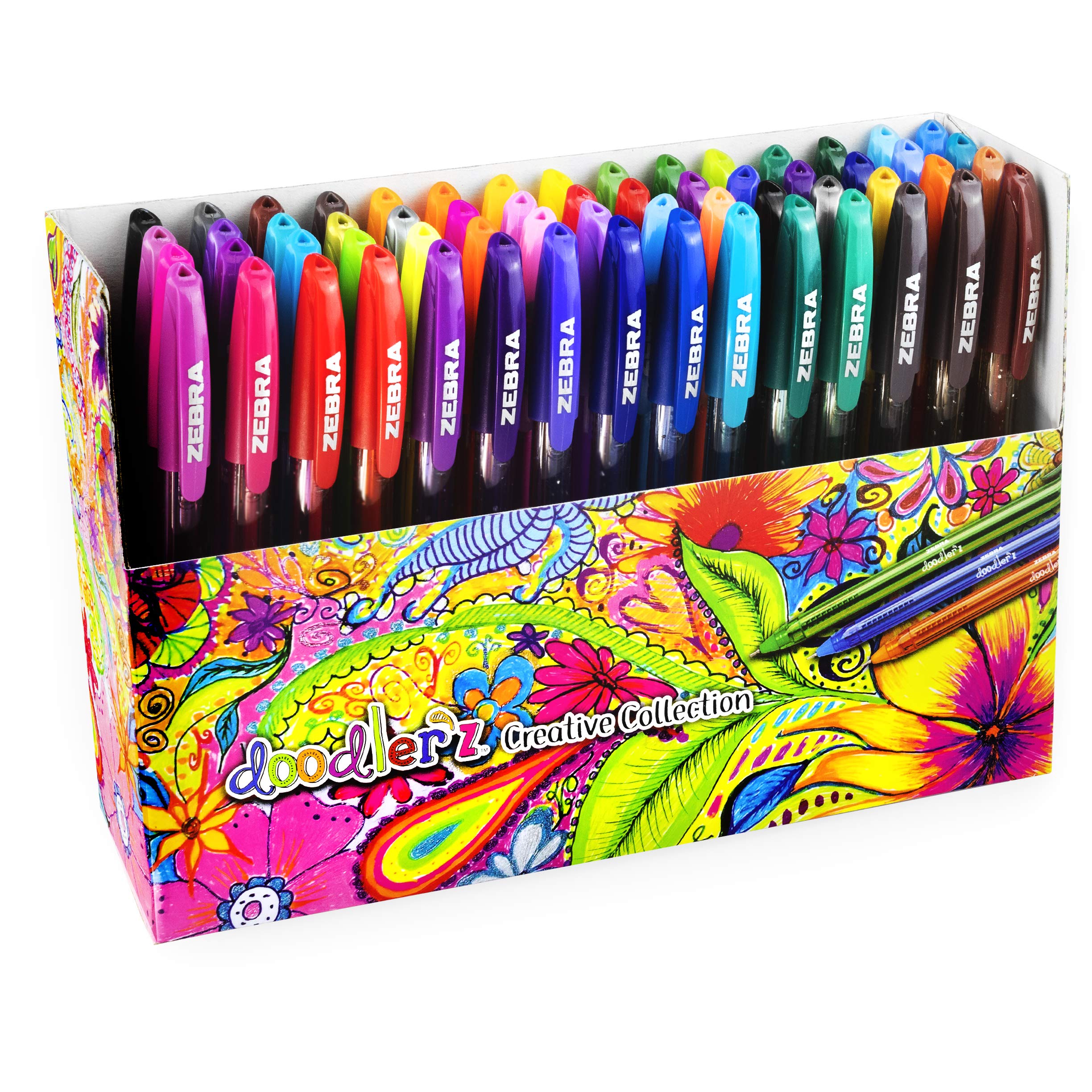 Zebra Doodler'z Gel Stick Pens - 1.0mm Fine Point - 60 Pack with Fashion, Glitter, Neon & Pastel Colors - Perfect for Bullet Journaling, Note Taking, Scrapbooking & Gift Giving