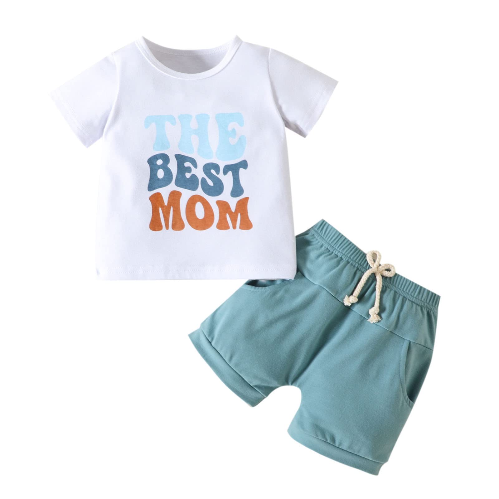 Zylione Boys' 2T Short Sleeve Graphic T-Shirt & Shorts Set - Cute Letter Print Cotton Outfit for Toddlers 2-3 Years (White) - Perfect for Playdates, Daycare & Summer Adventures