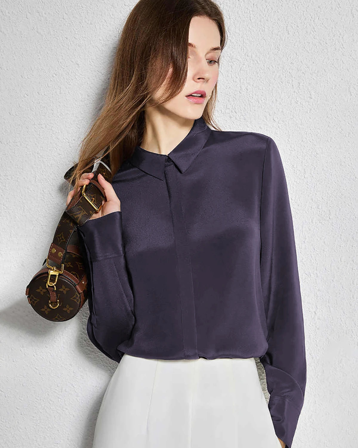 30 Momme Pure Silk Concealed Button Shirt for Women - Elegant & Breathable Blouse for Work, Office, and Special Occasions