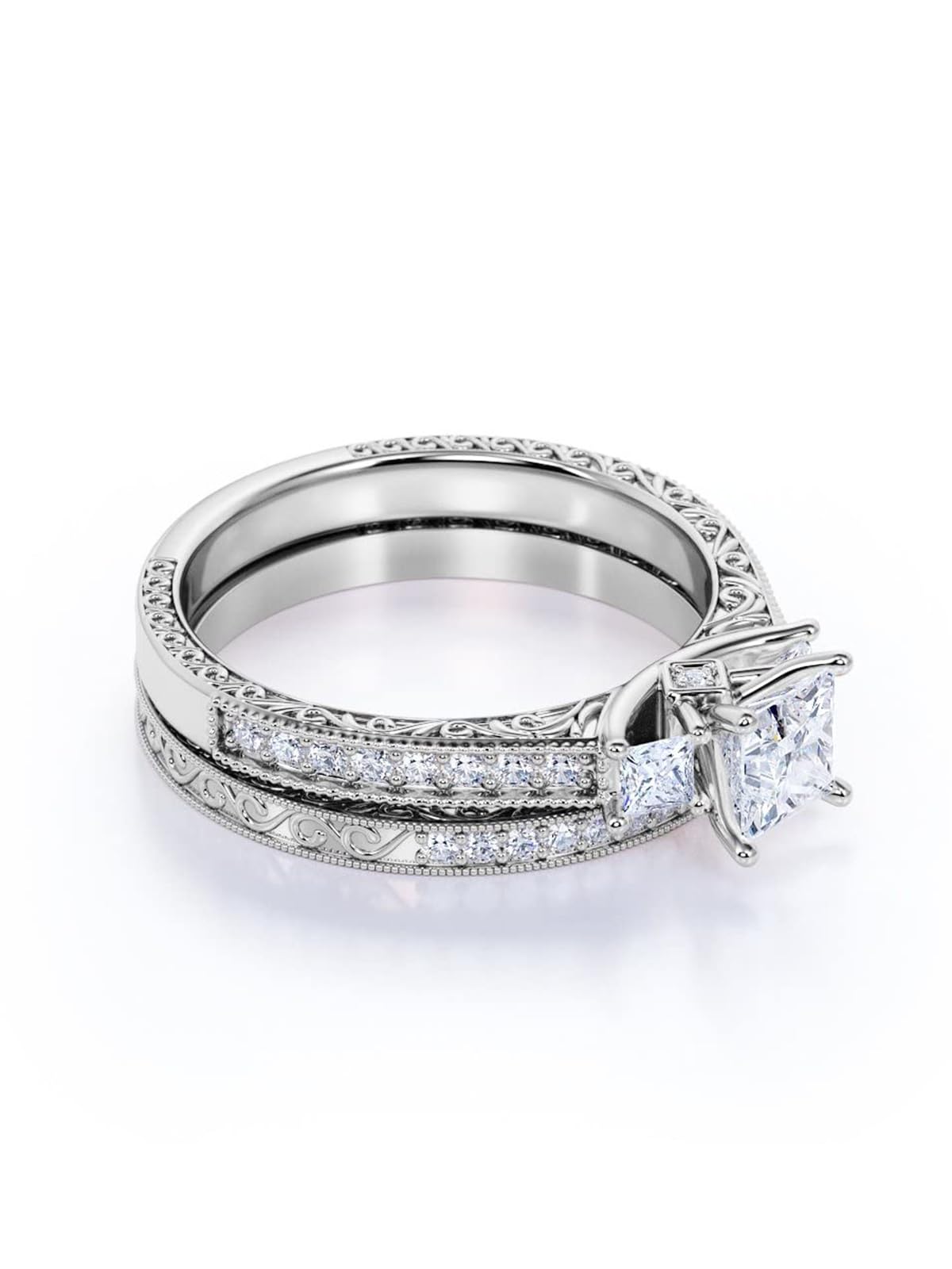 Seiyang Moissanite Engagement Rings for Women - 3cttw D Color VVS1 Princess Cut Bridal Set, 925 Sterling Silver Wedding Promise Rings - Perfect for Proposals, Anniversaries & Special Occasions