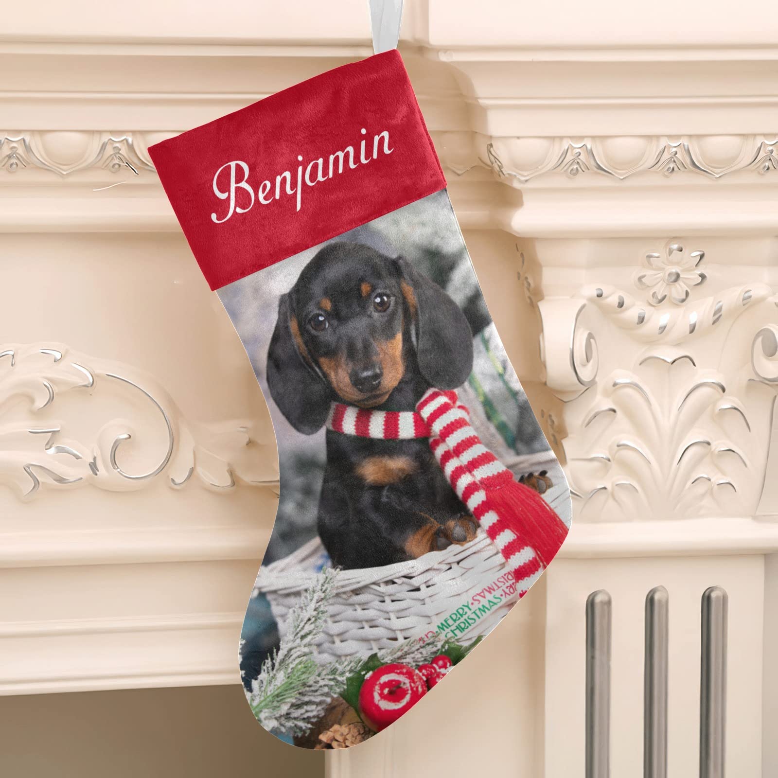 Personalized Christmas Stockings for Dogs - Custom Name Xmas Socks for Pets, 17.52 x 7.87 Inch - Perfect Holiday Gift for Dog Lovers & Festive Home Decor