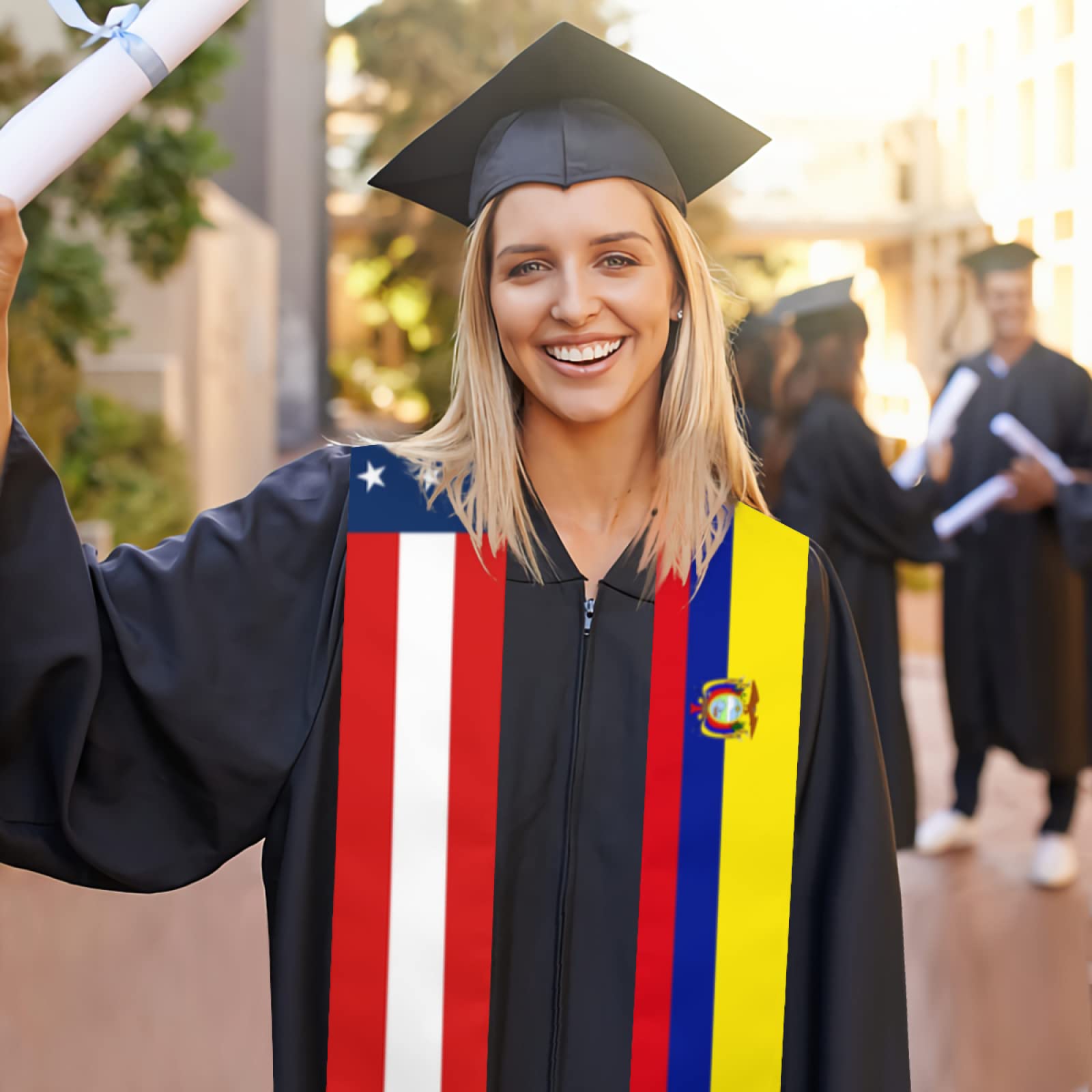 Graduation Stoles for Study Abroad International Students - 72 Inch Long Sash & Shawl - Perfect for Graduation Ceremonies, Academic Events & Cultural Celebrations