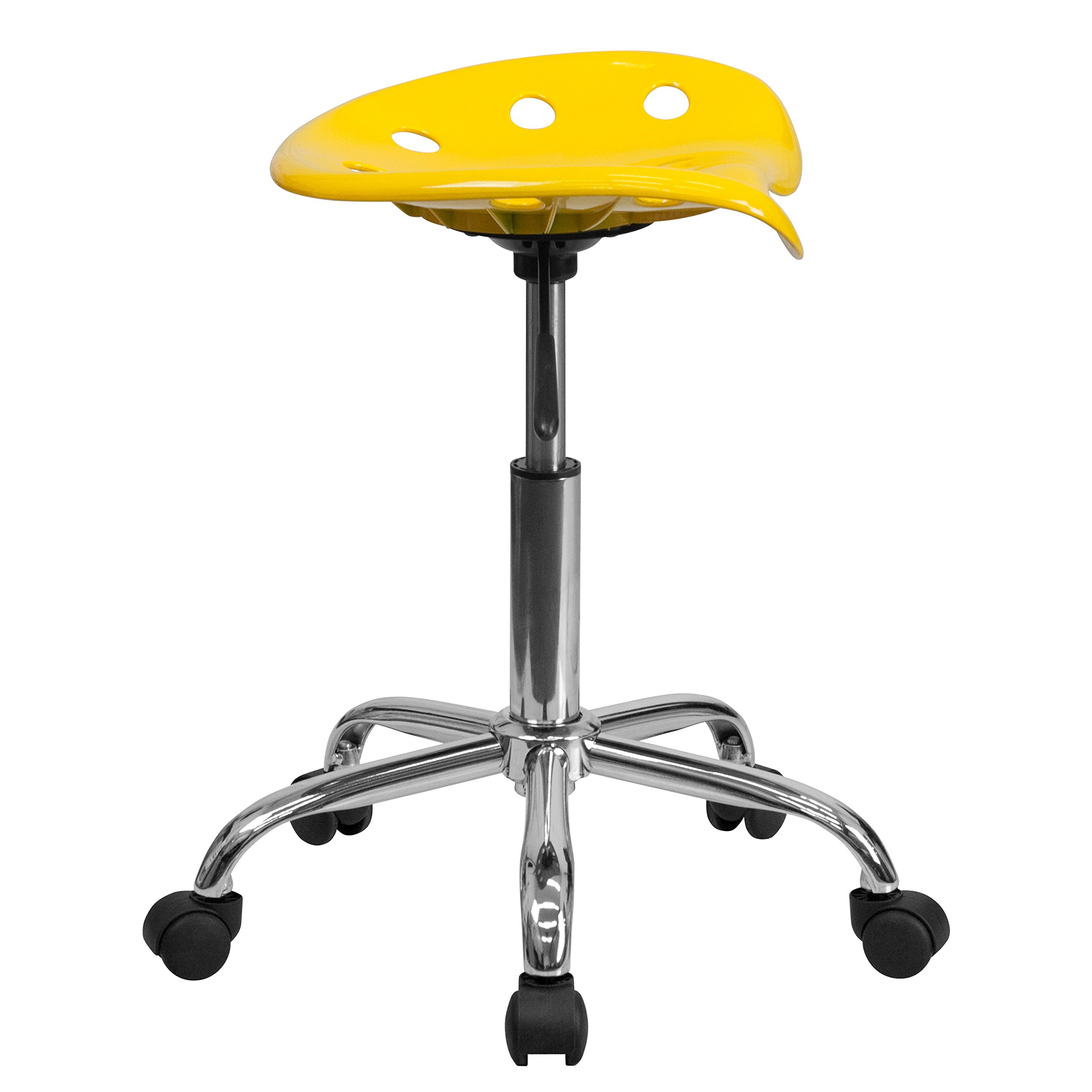Flash Furniture Taylor Vibrant Yellow Tractor Seat and Chrome Stool - Bar Stool with Backrest for Kitchen Counter, Diner, Pub & Home Decor